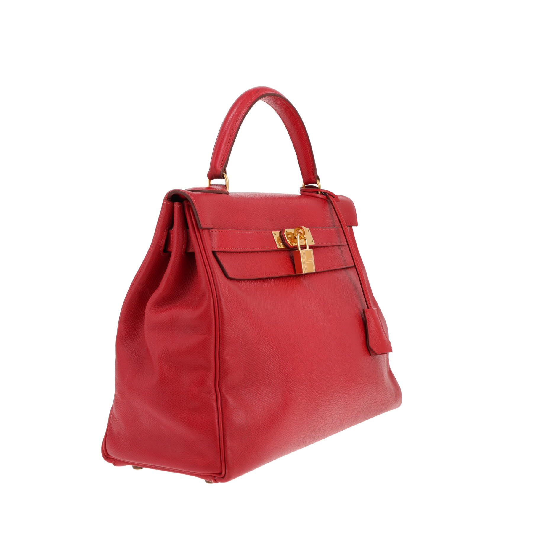 Hermès Kelly 32 cm handbag in red Courchevel leather