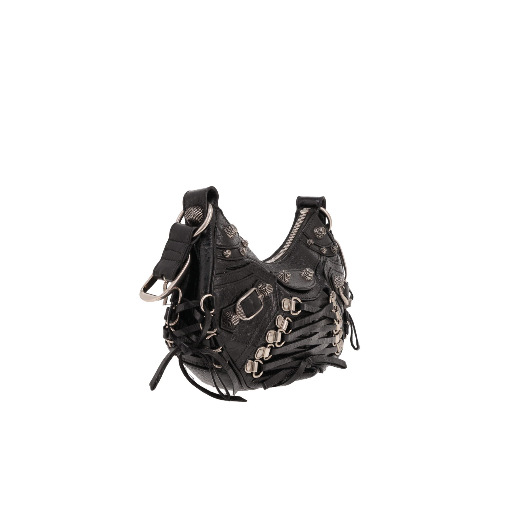 Balenciaga ‘Cagole’ shoulder bag in black distressed leather