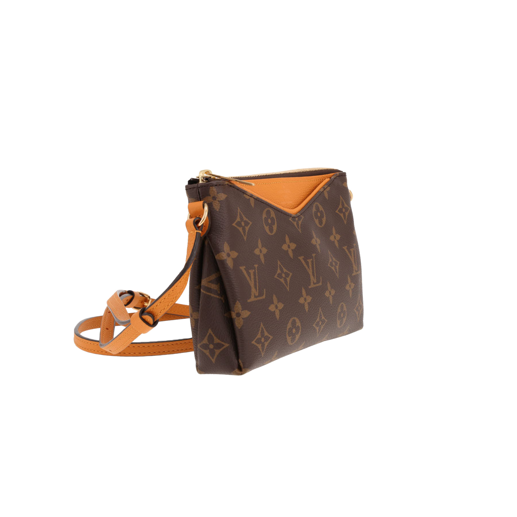 Louis Vuitton Pallas shoulder bag in brown Monogram canvas and orange leather