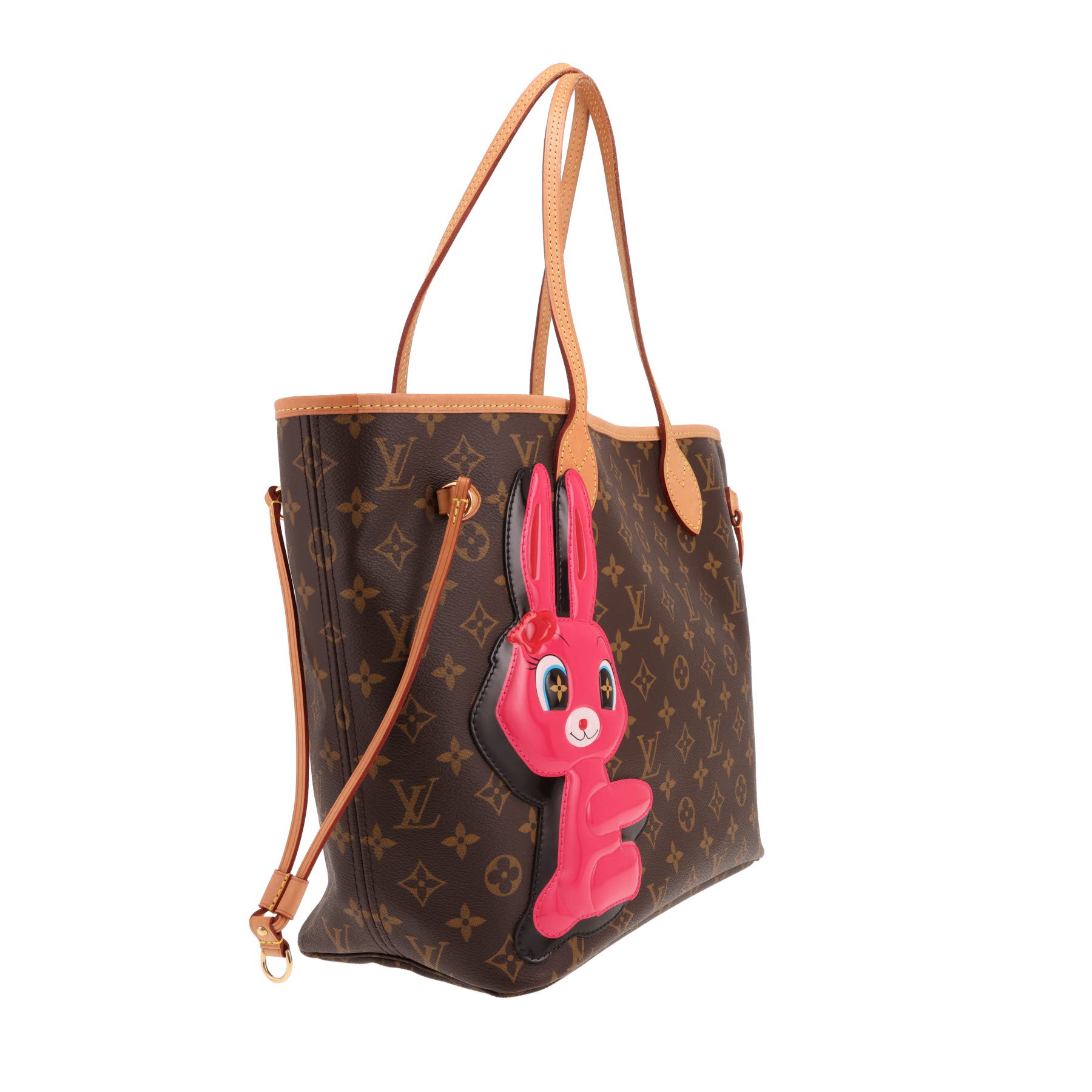 Sac cabas Louis Vuitton  Neverfull Editions Limitées en toile monogram marron et cuir naturel