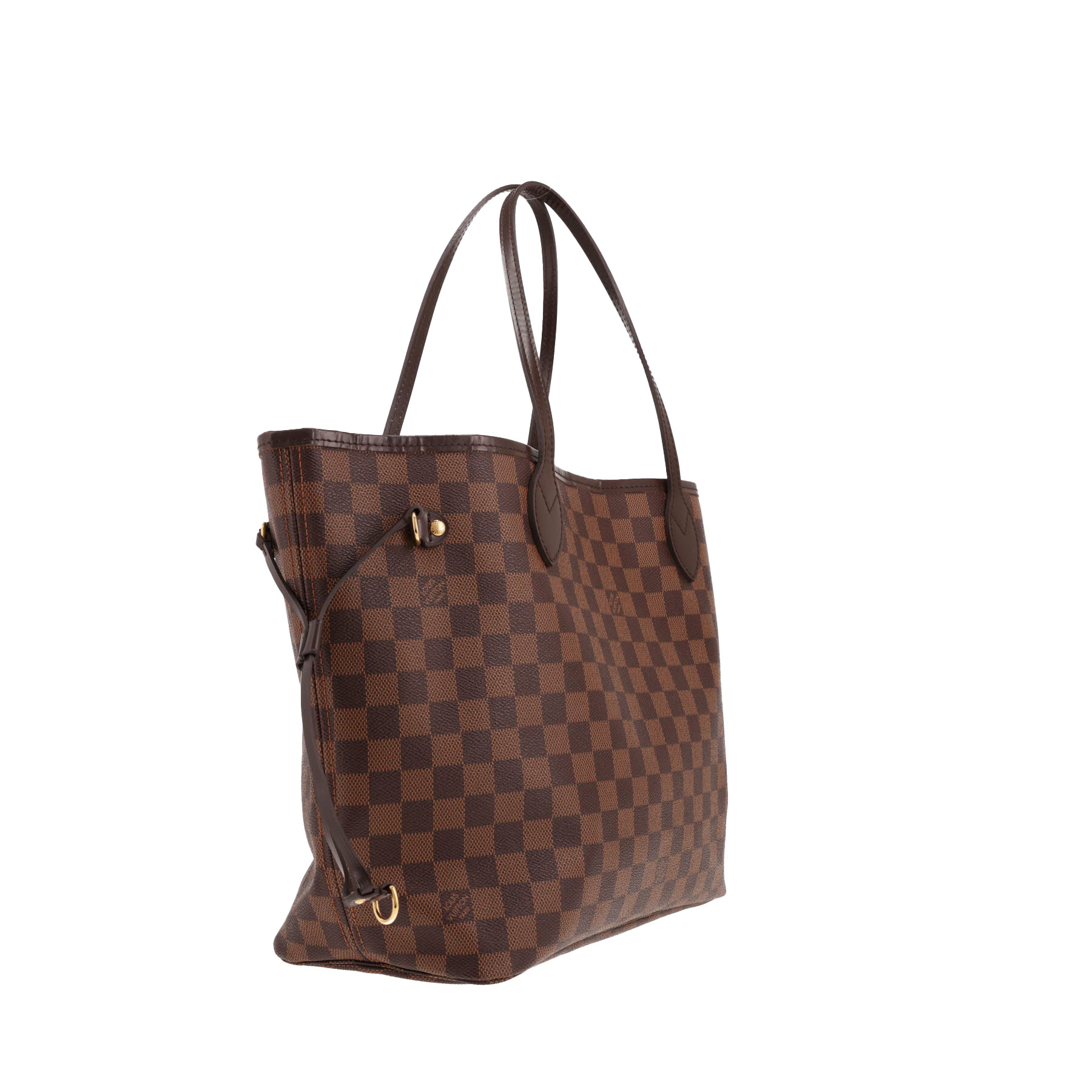 Louis Vuitton Neverfull tote bag in Ebène Damier canvas and brown leather