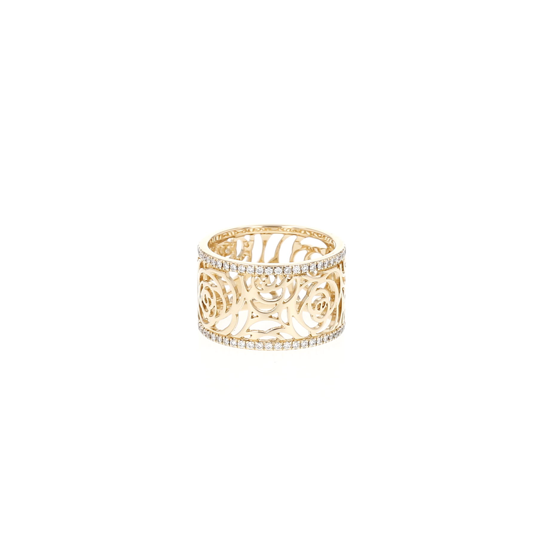 Bague Chanel Camélia Fil grand modèle en or jaune et diamants