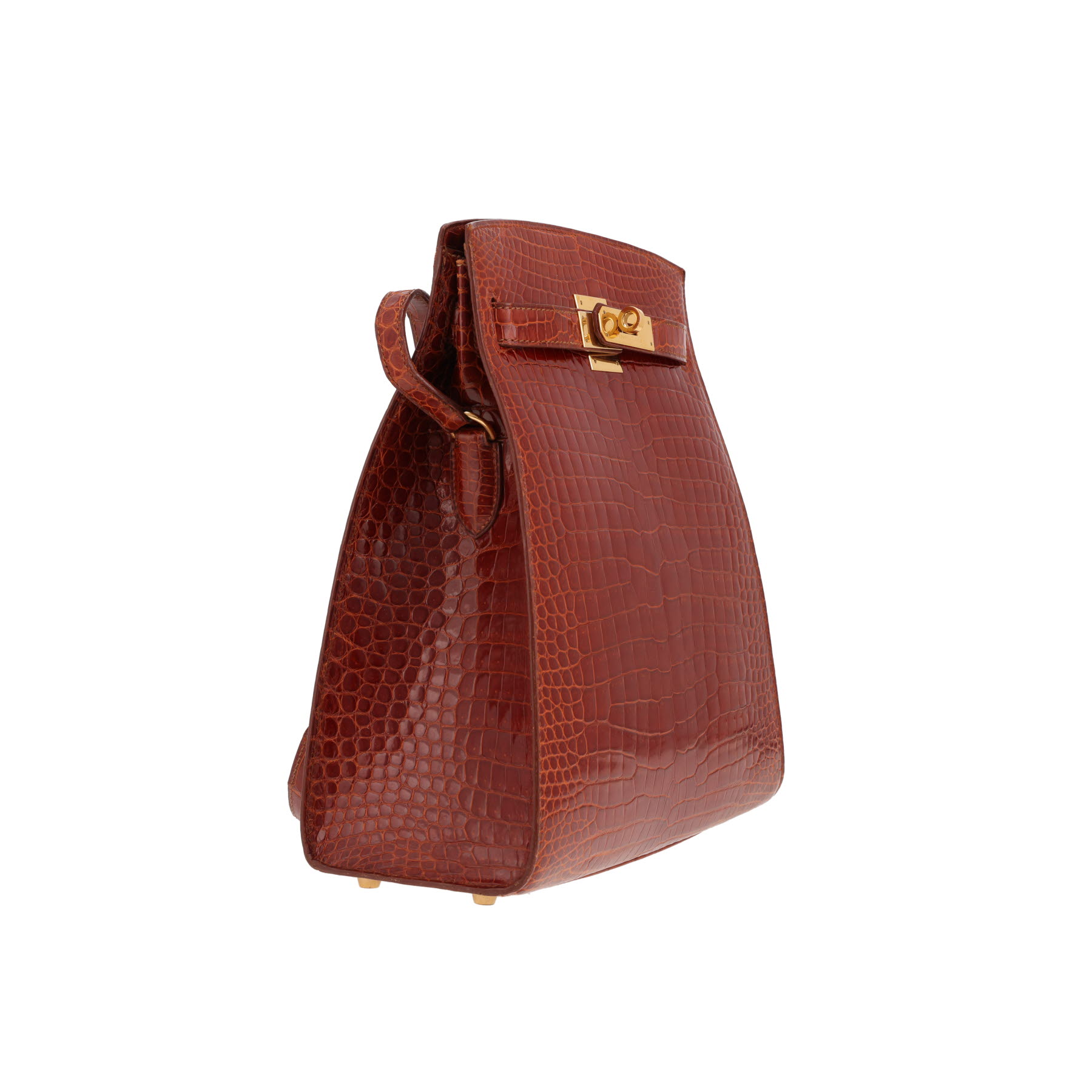 Sac à main Hermès  Kelly Sport en crocodile porosus marron