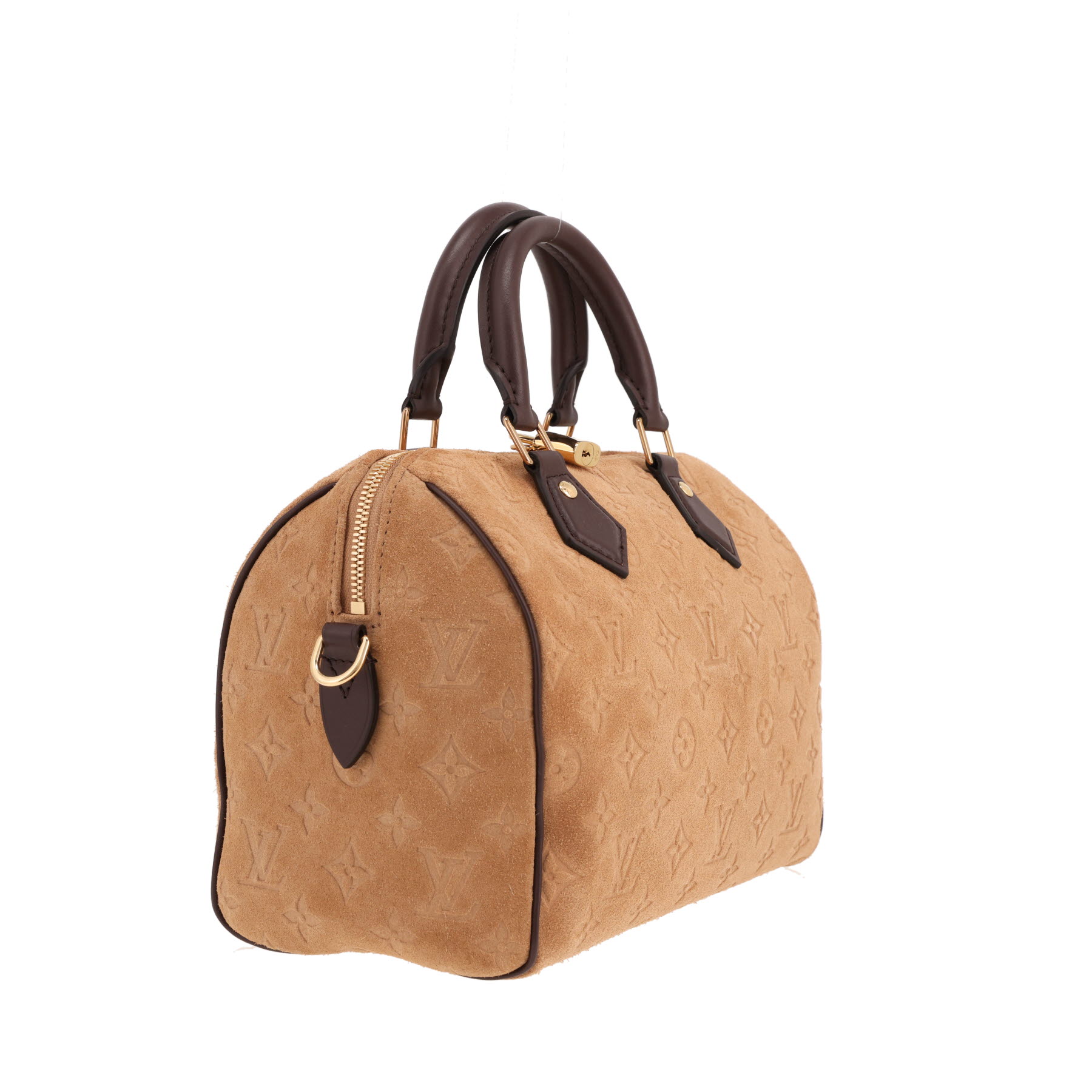 Louis Vuitton Speedy 25 handbag in brown suede calfskin and brown leather