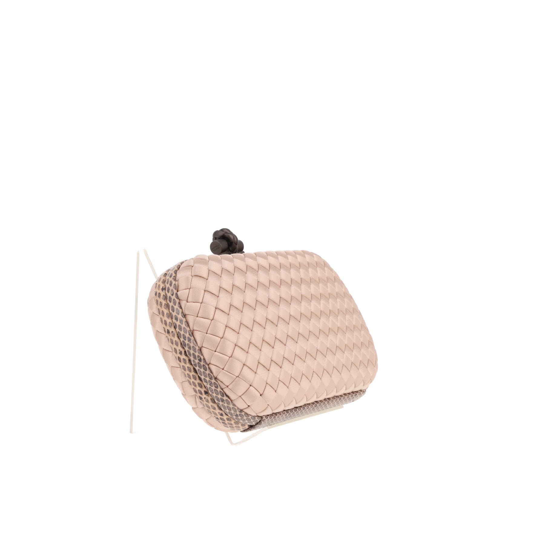 Pochette Bottega Veneta  Knot en satin et serpent beige