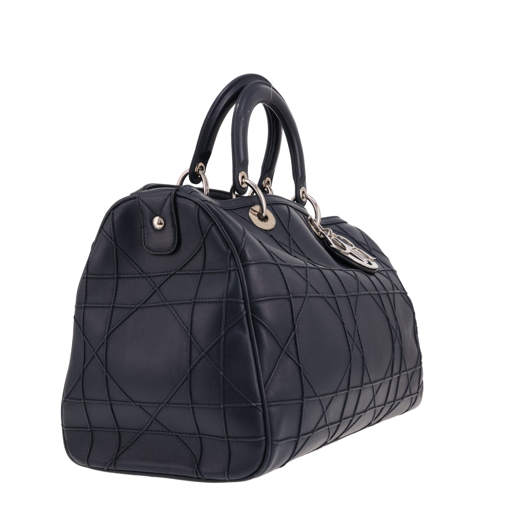 Sac à main Dior  Bowling en cuir bleu-marine