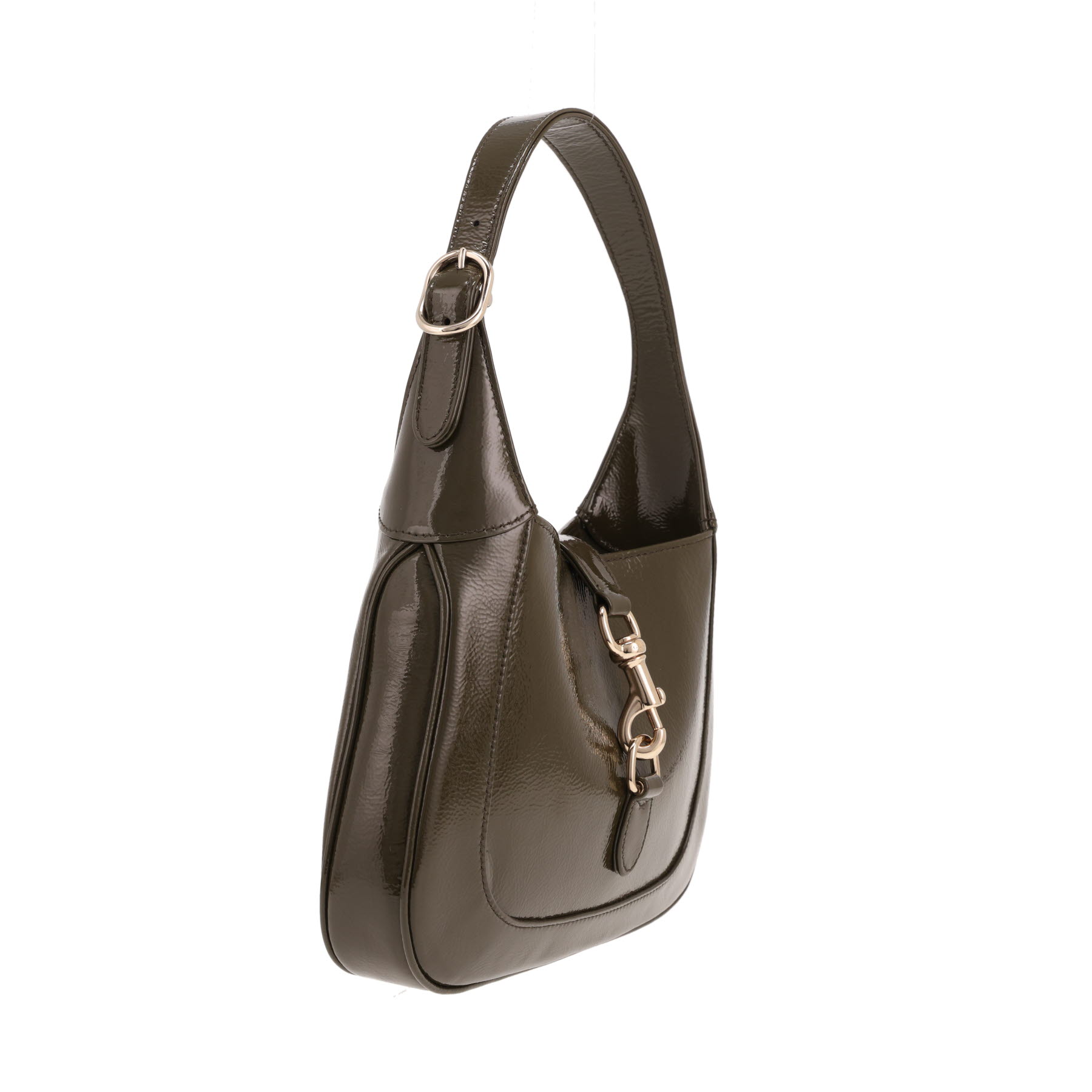 Sac à main Gucci  Jackie en cuir verni vert-kaki
