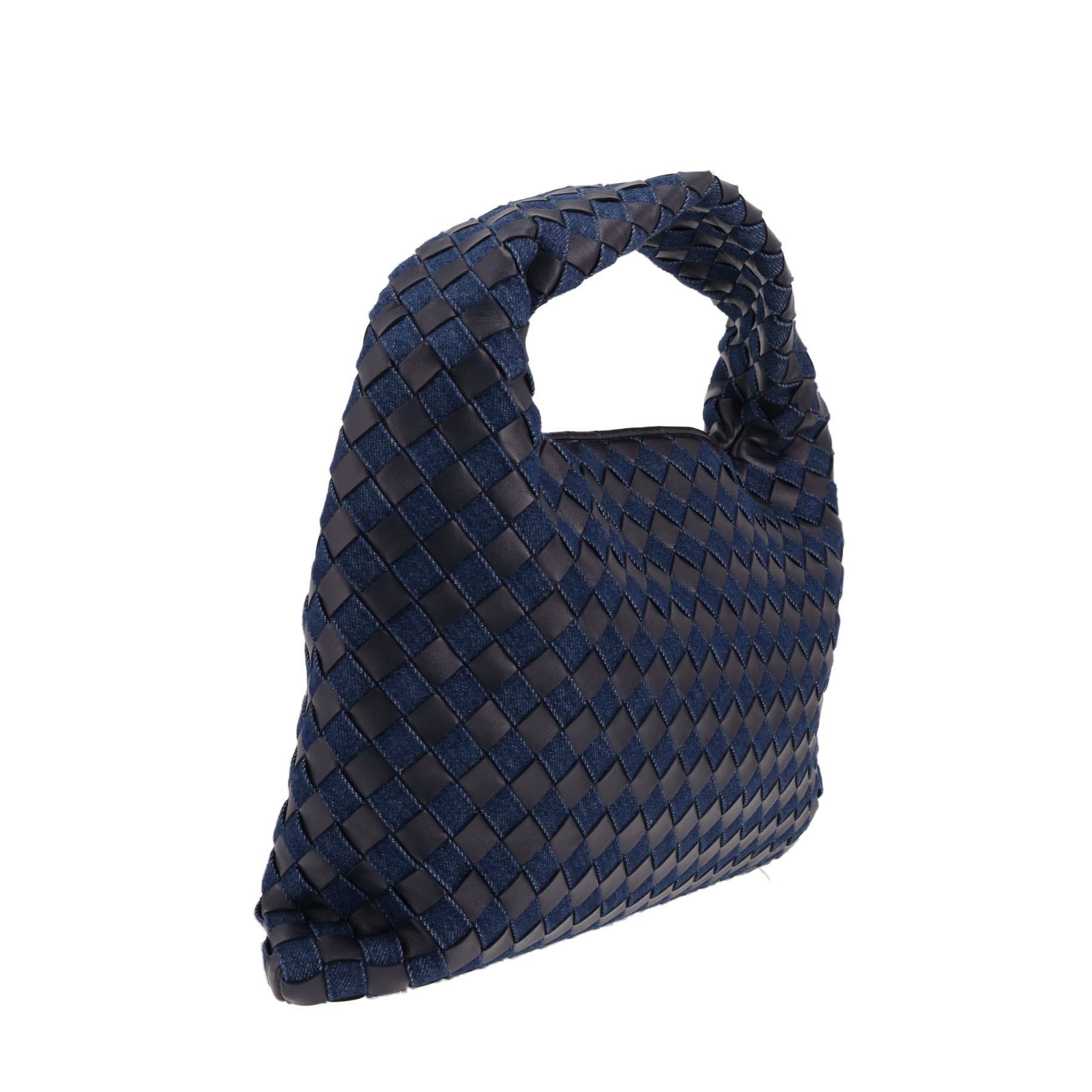 Sac à main Bottega Veneta  Hobo en toile denim bleue et cuir intrecciato bleu-marine
