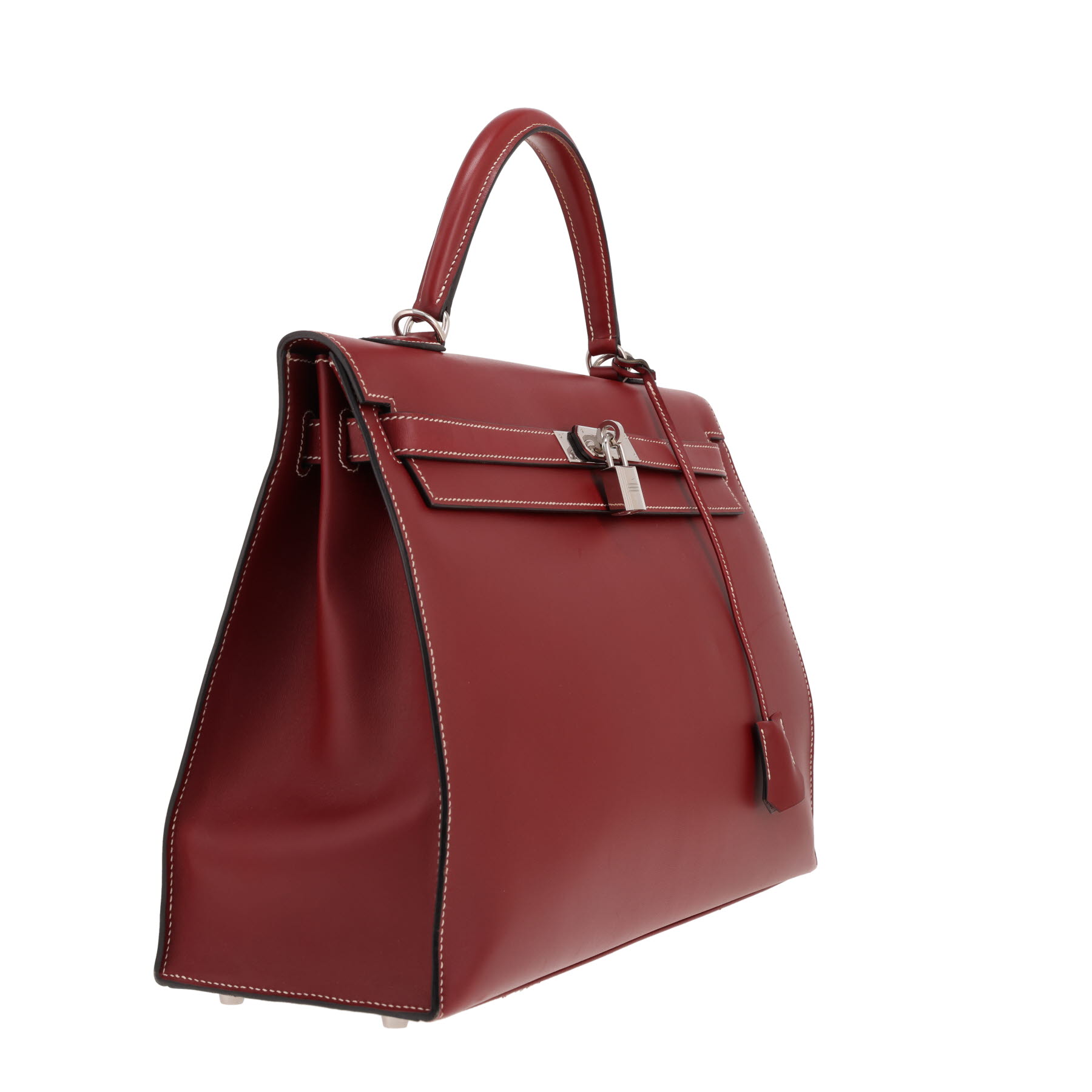 Sac à main Hermès  Kelly 35 cm en cuir Chamonix rouge H