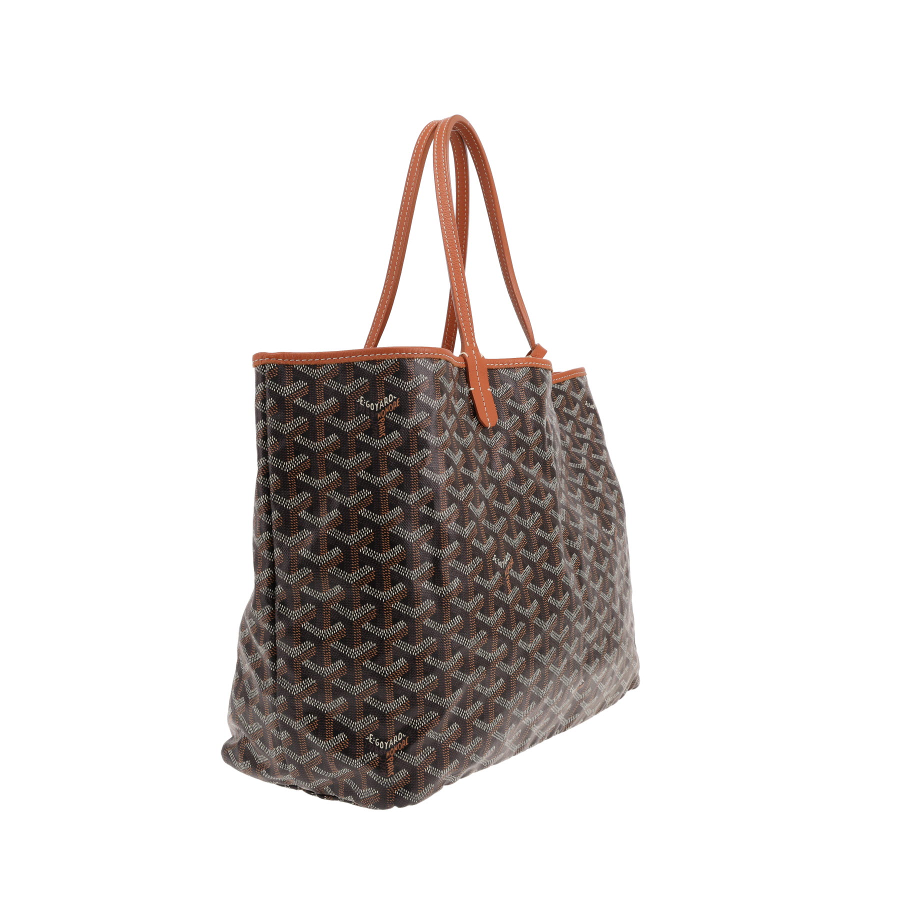 Sac cabas Goyard  Saint-Louis en toile Goyardine noire et cuir marron