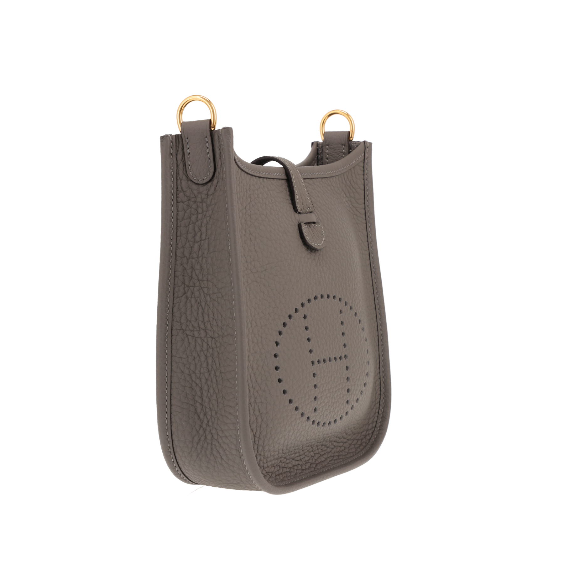 Bolso bandolera Hermès «Evelyne» de 16 cm, de piel de taurillón «Clémence» en color Gris Meyer
