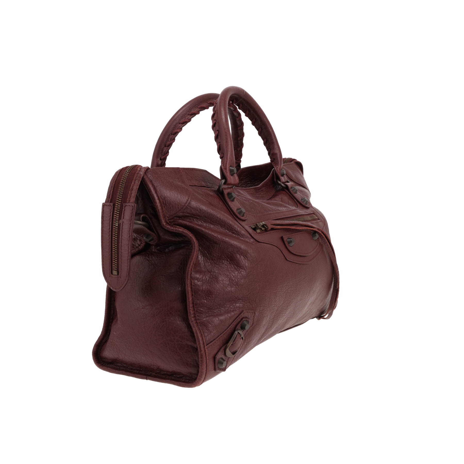 Balenciaga City handbag in Bordeaux distressed leather