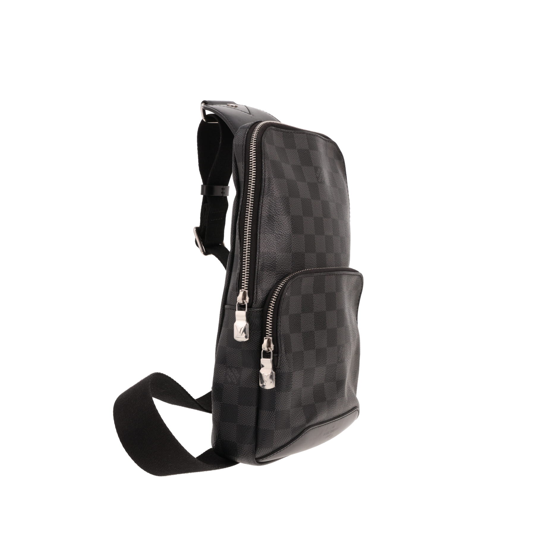 Louis Vuitton Sling rucksack in Graphite grey Damier canvas and black leather