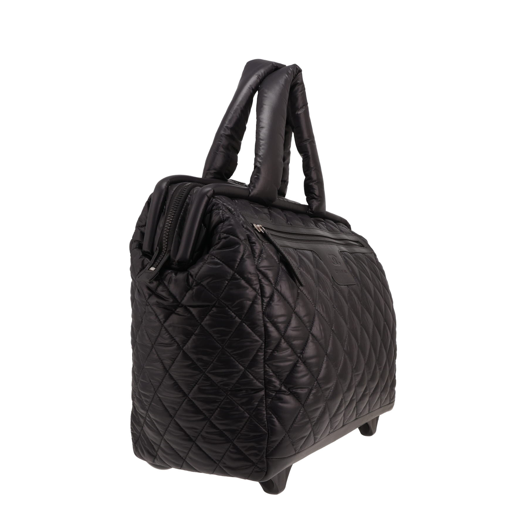 Chanel Coco Cocoon travel bag in black quilted canvas and black leather