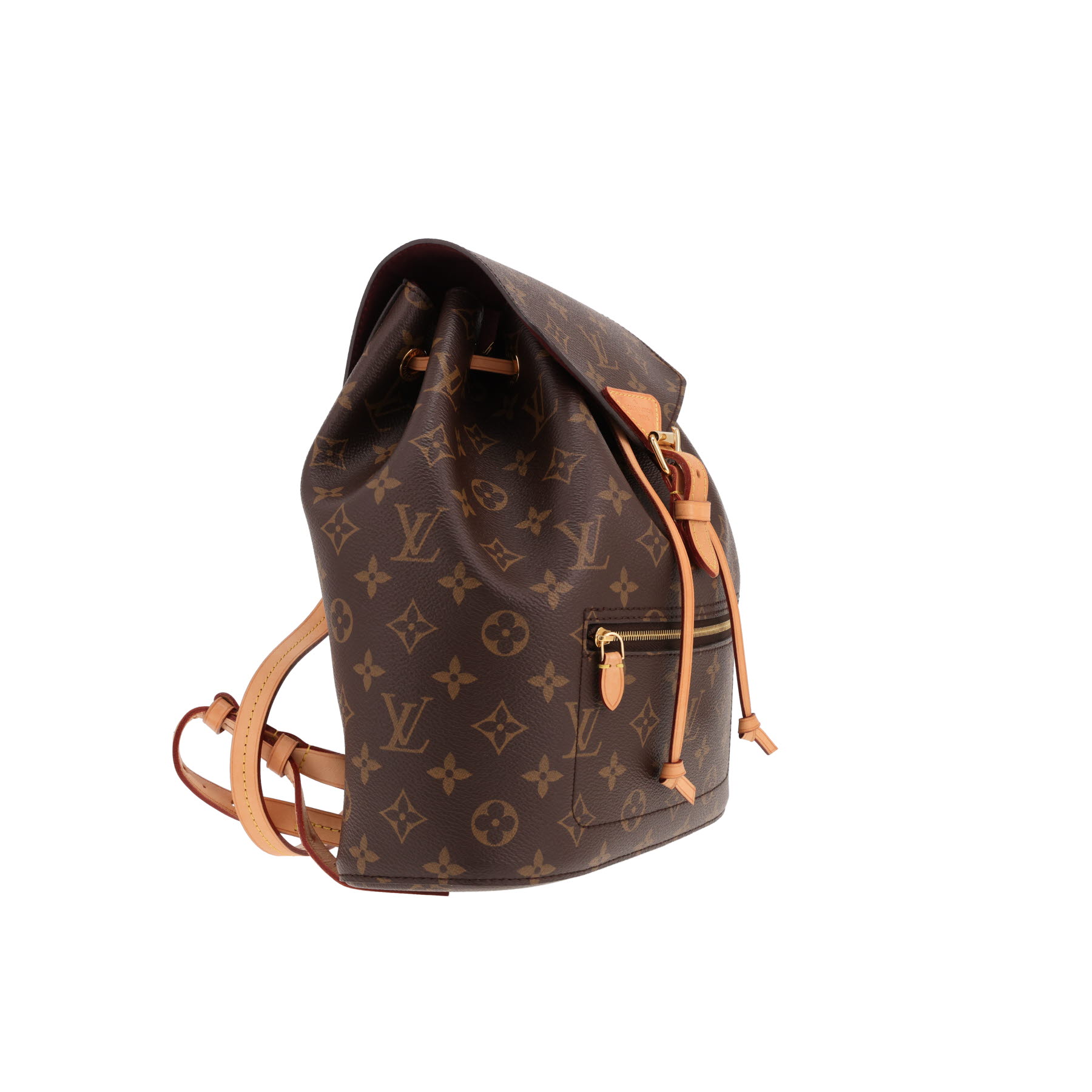 Mochila Louis Vuitton «Montsouris Backpack» de lona Monogram marrón y piel natural