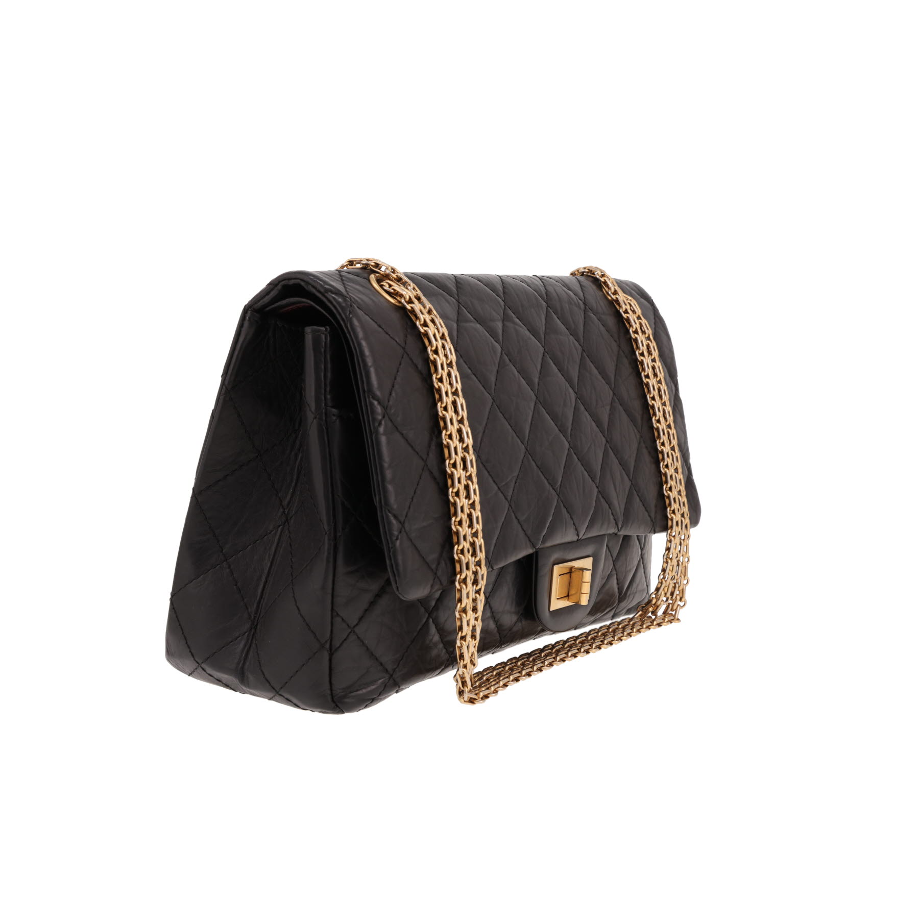 Chanel 2.55 shoulder bag in black quilted leather