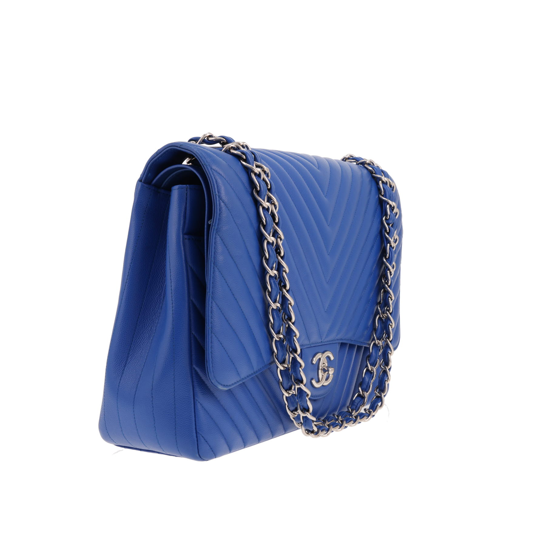 Sac bandoulière Chanel  Timeless Maxi Jumbo en cuir grainé matelassé bleu