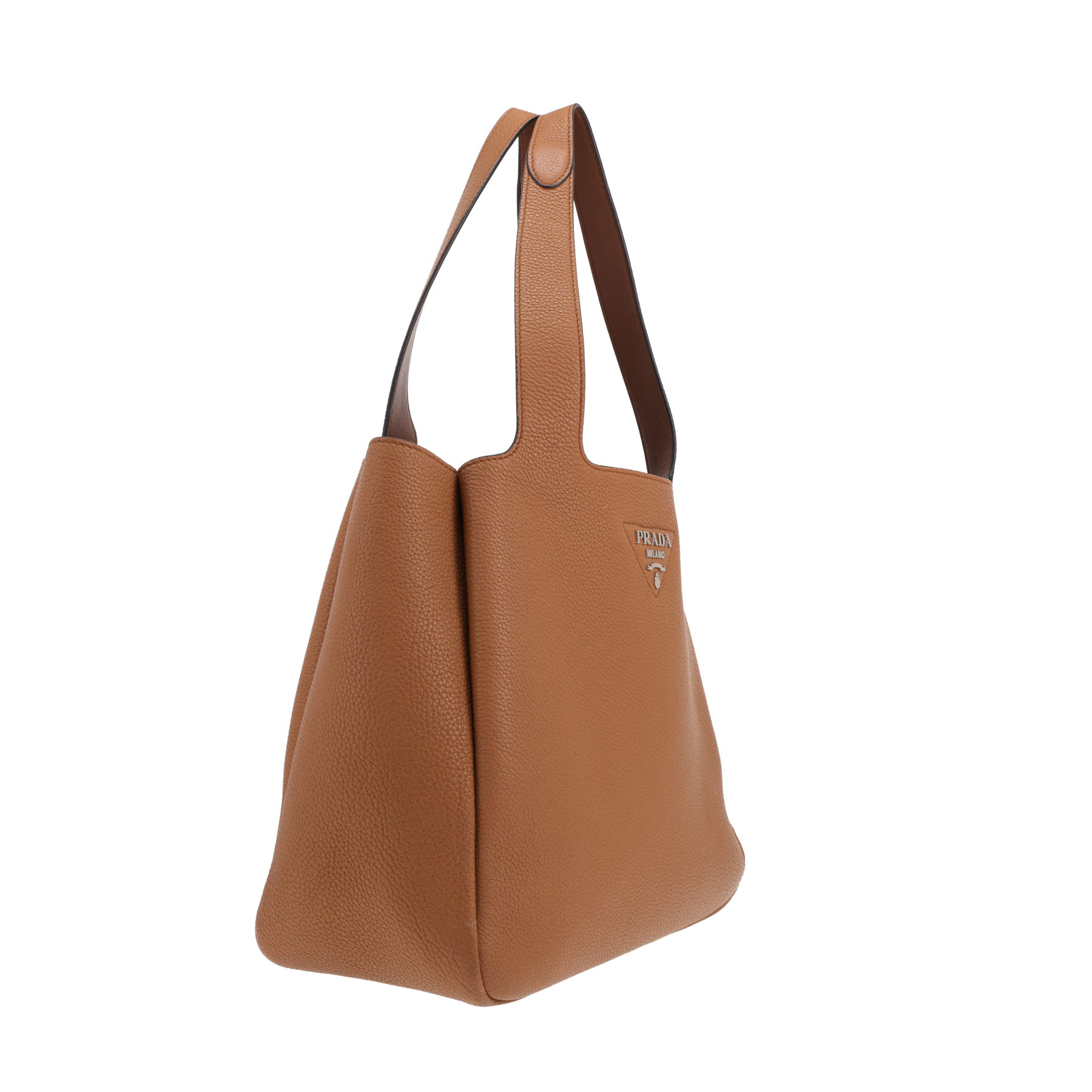 Sac à main Prada  Dynamique en cuir grainé marron