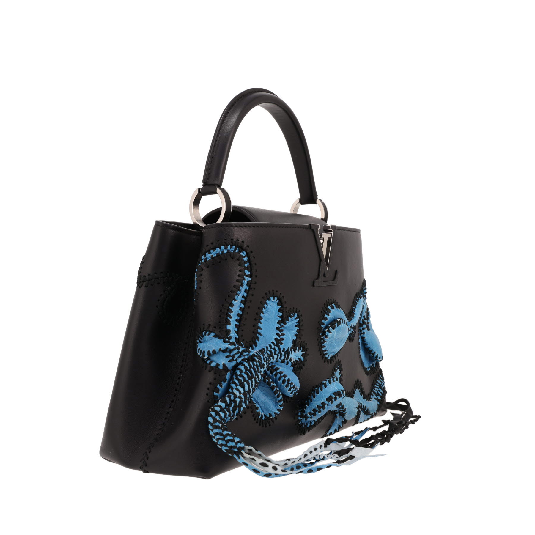 Louis Vuitton Capucine handbag in black and blue leather