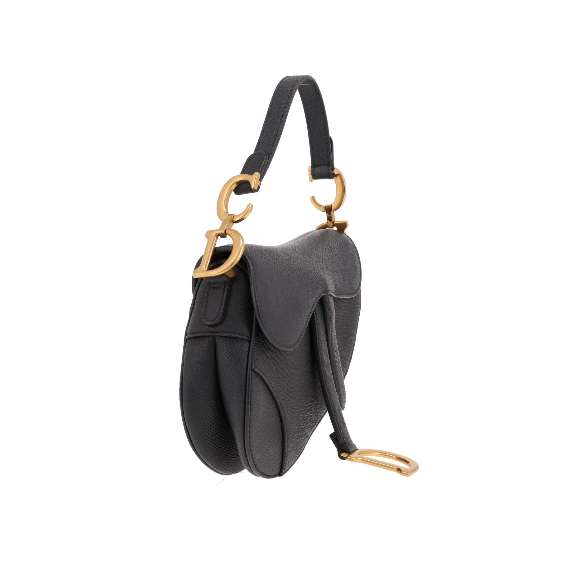 Borsa a tracolla Dior Saddle Mini in pelle martellata nera