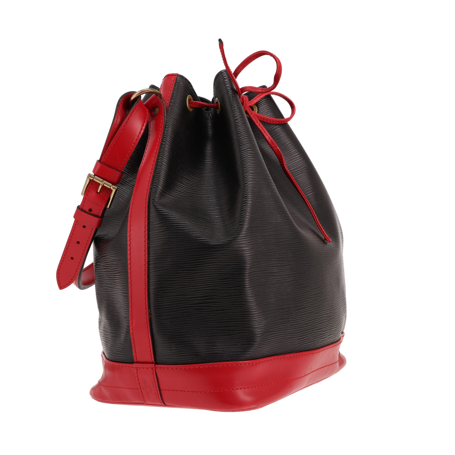 Bolso Louis Vuitton Noé de piel Épi negra y roja