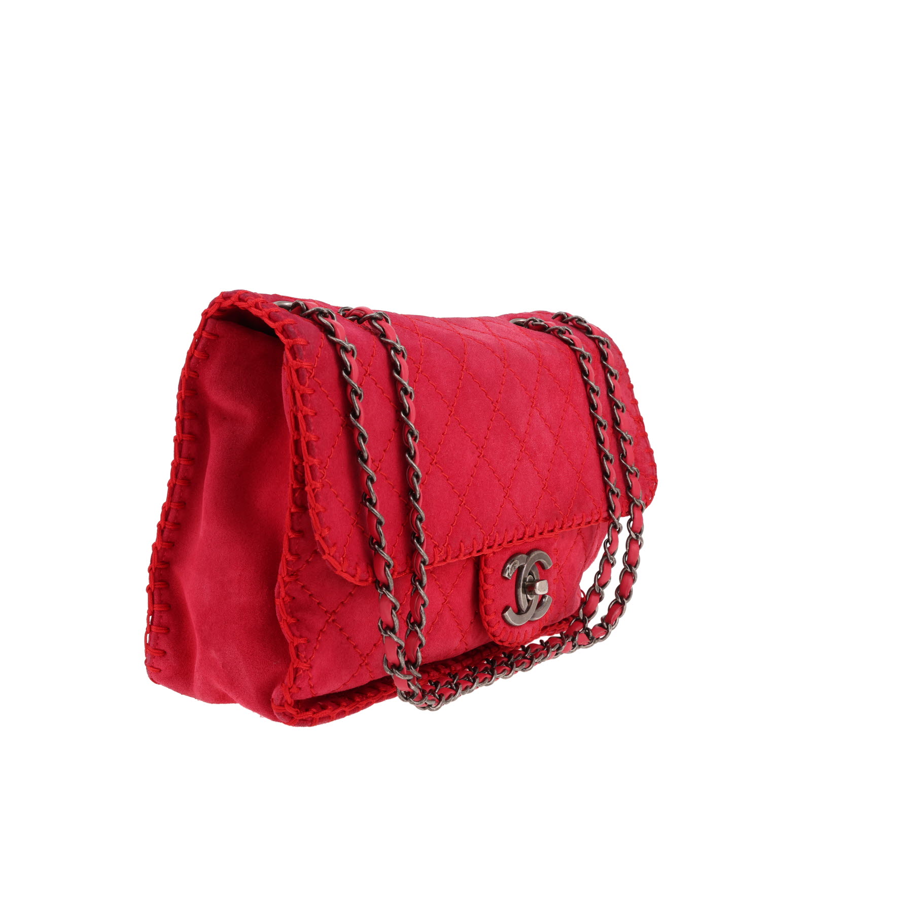 Chanel Timeless Jumbo handbag in pink suede calfskin