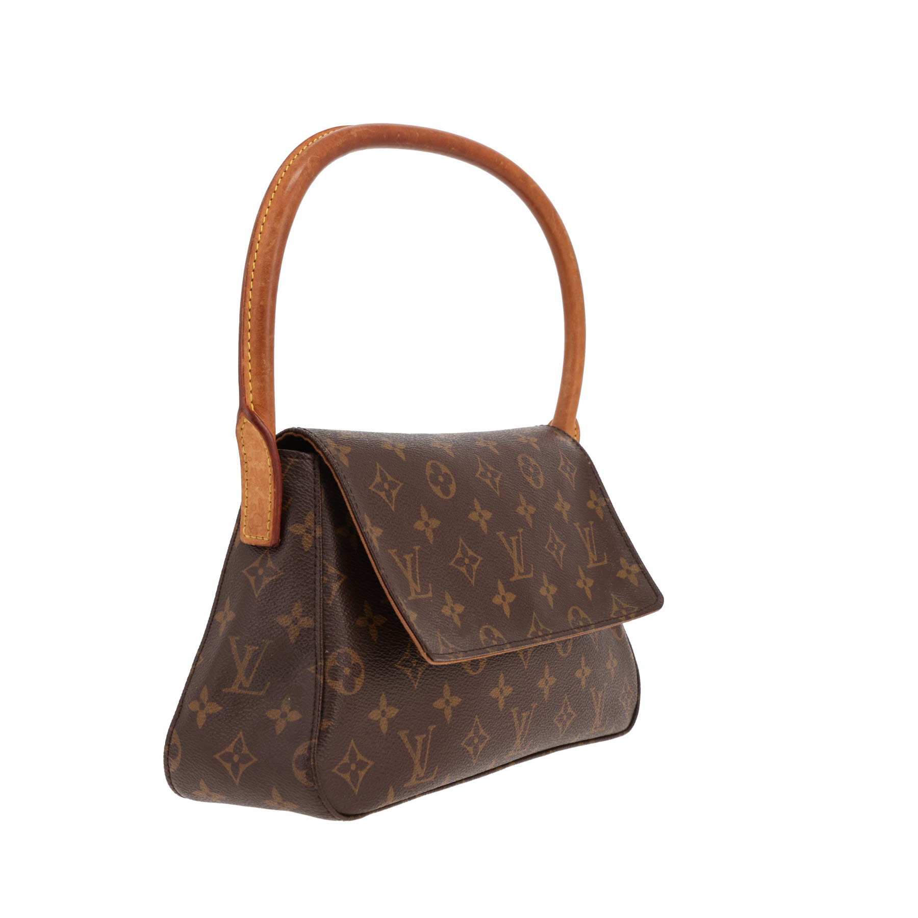 Bolso Louis Vuitton «Looping» de lona Monogram marrón y piel natural