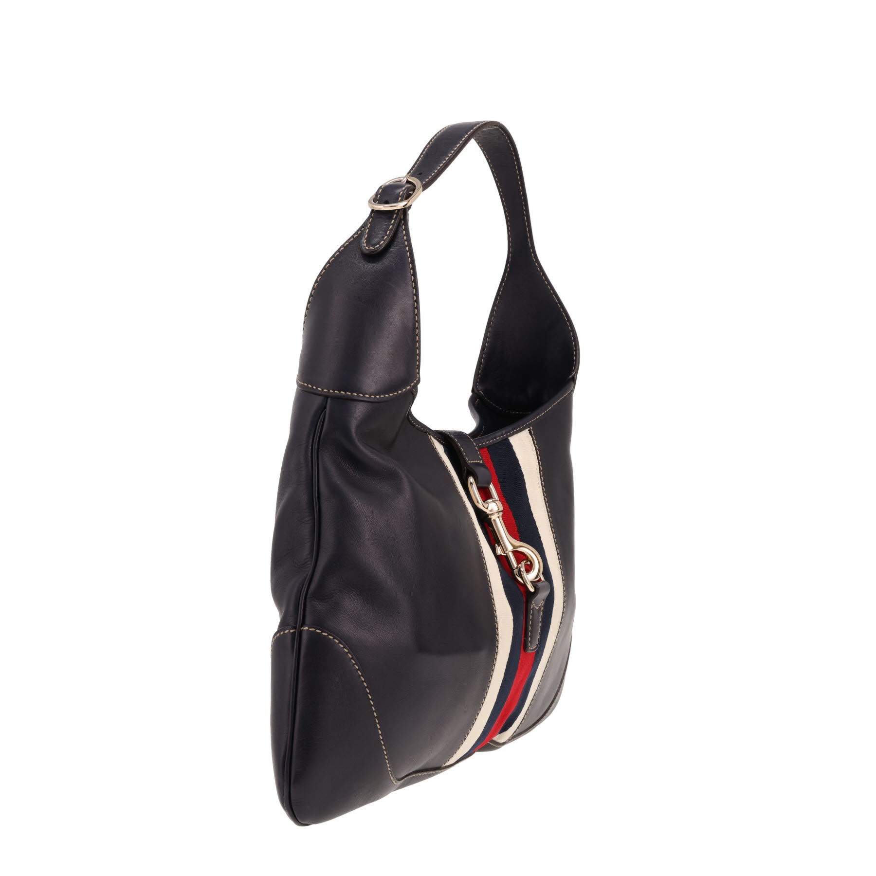 Bolso Gucci «Jackie» de piel Bleu Marine y lona tricolor
