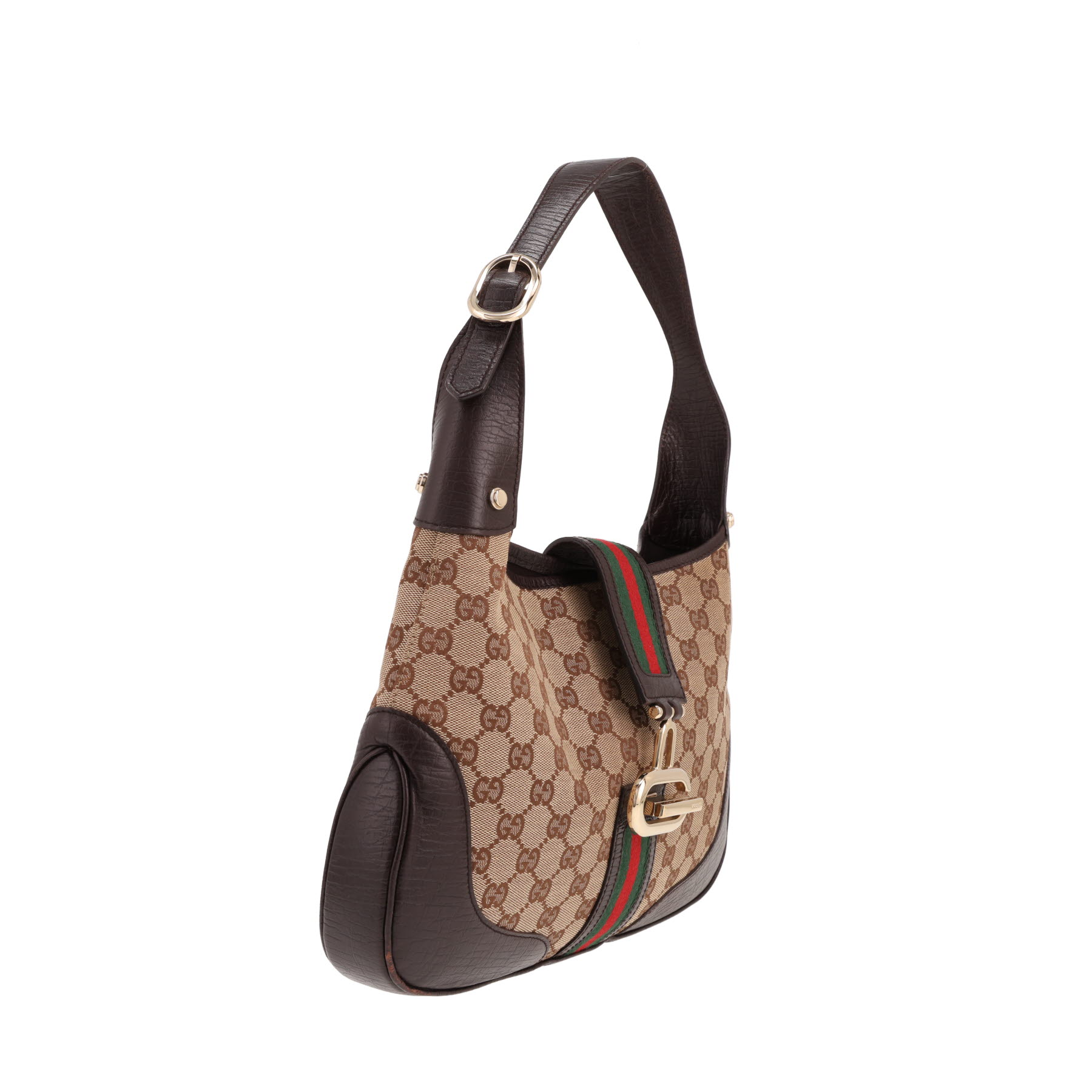 Borsa Gucci Jackie vintage in tela Supreme GG marrone e pelle marrone
