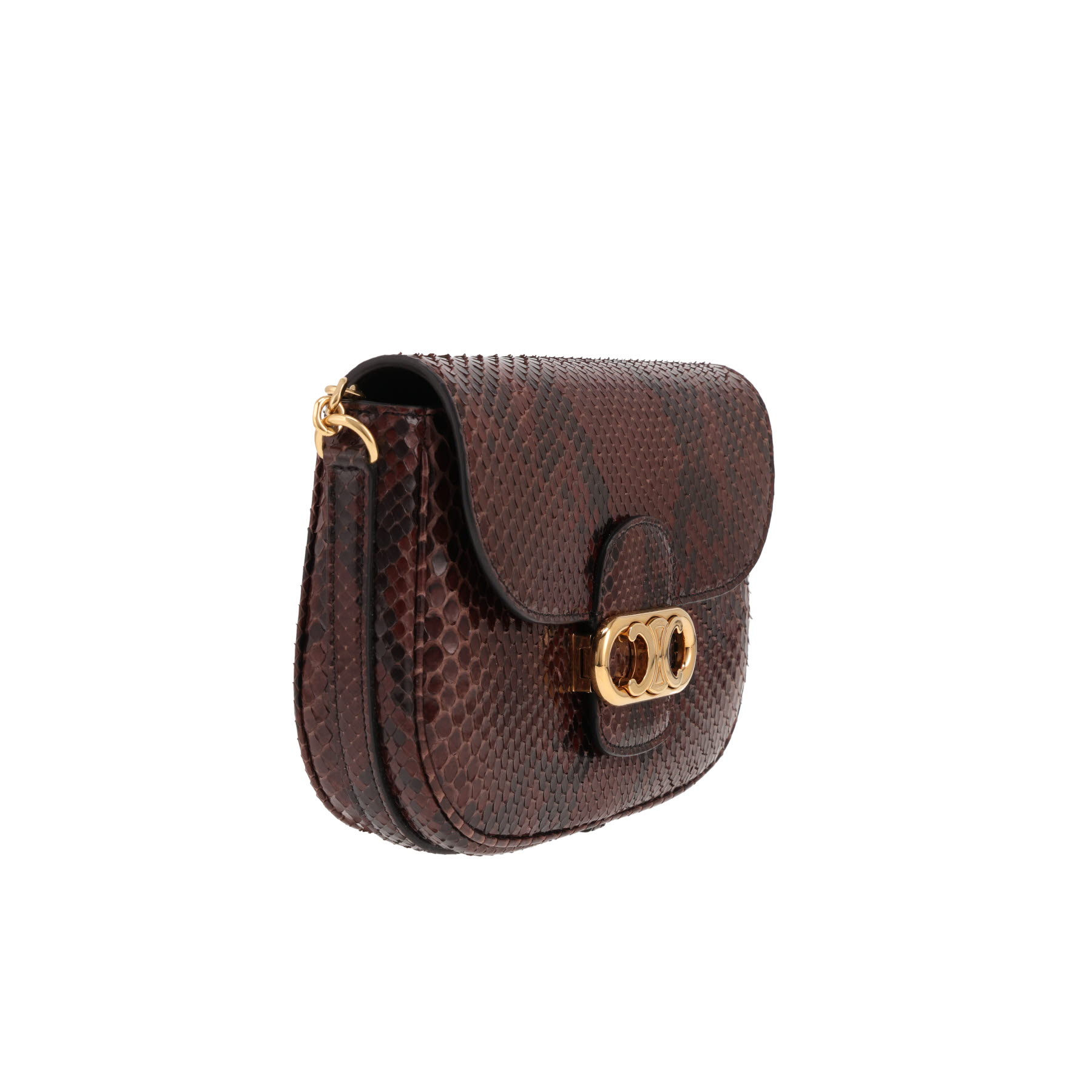 Sac à main Celine  Maillon Triomphe en python marron