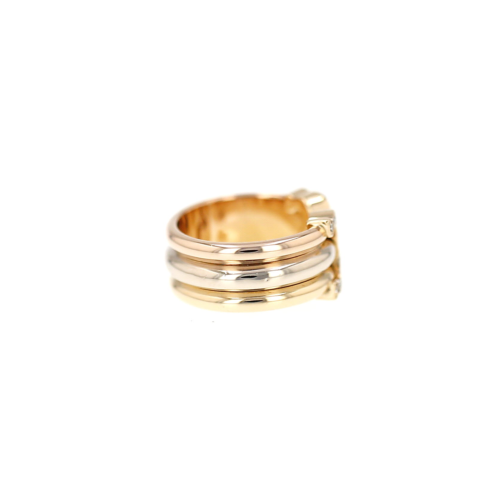 Bague années 1990 Cartier C de Cartier grand modèle en 3 ors et diamants