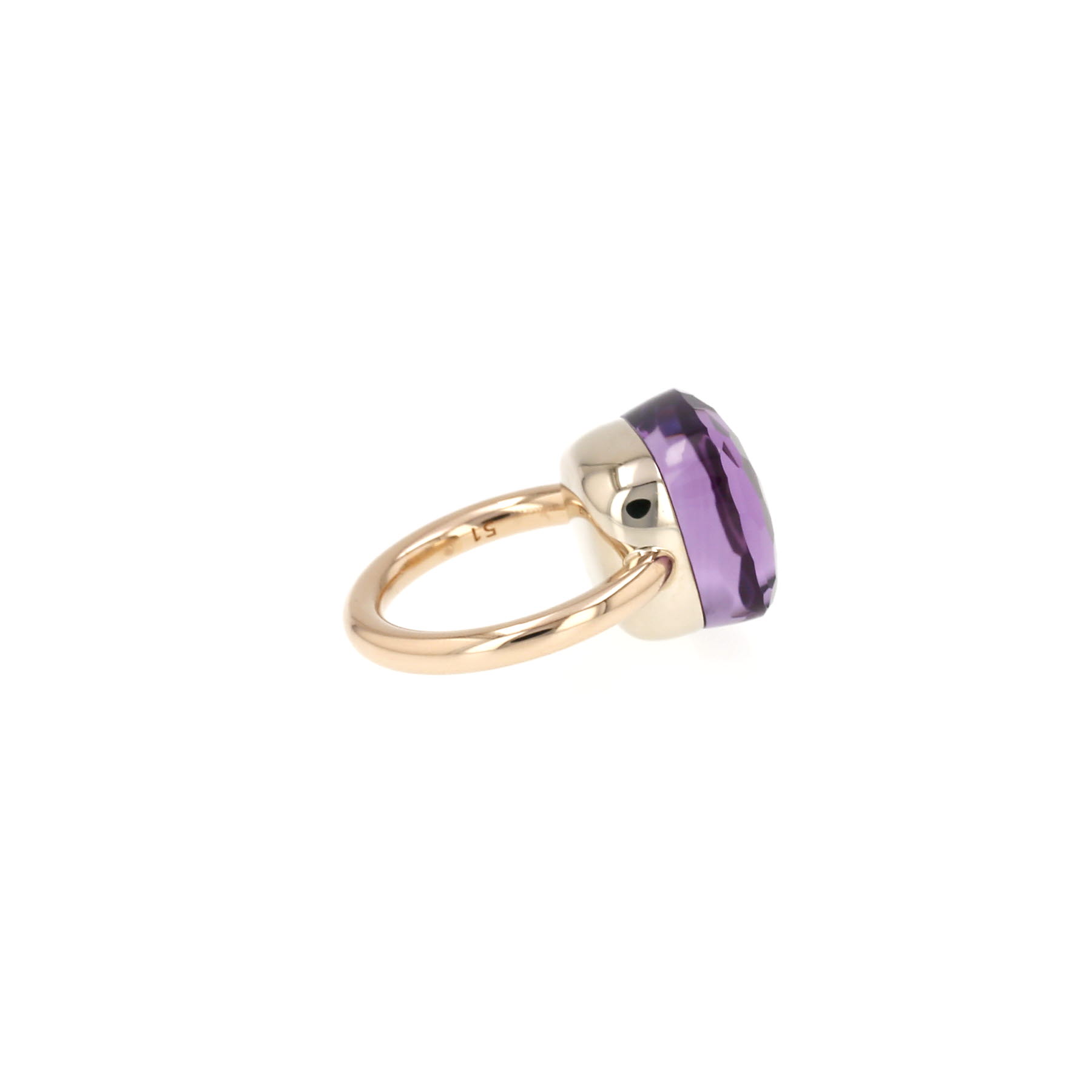 Pomellato Nudo Maxi ring in rose gold, white gold and amethyst