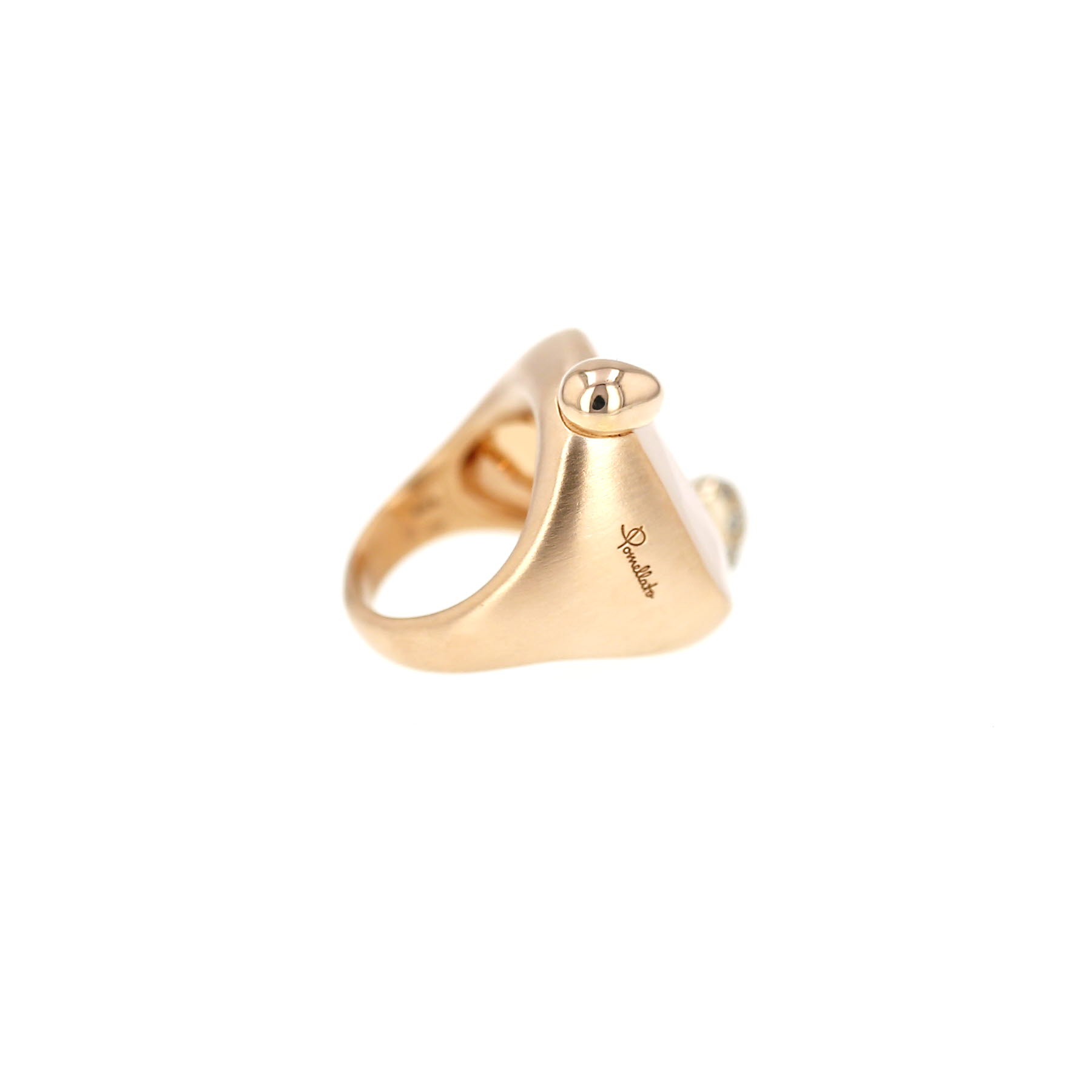 Bague Pomellato Ritratto moyen modèle en or rose, quartz et diamants
