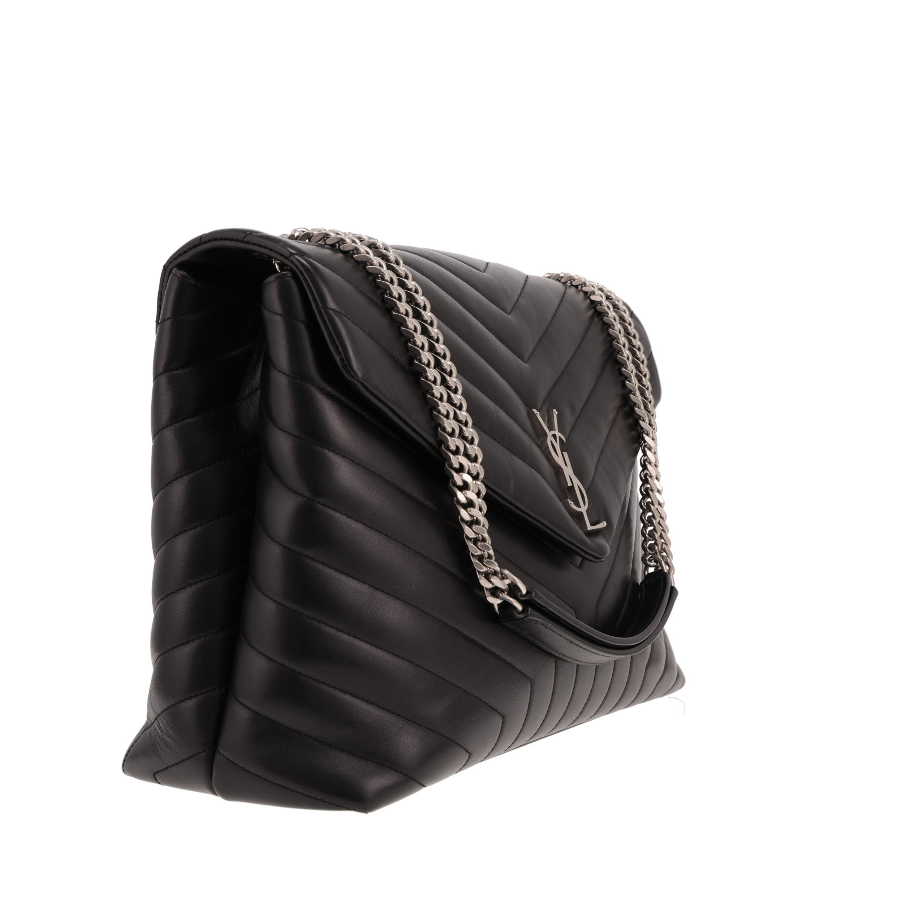 Saint Laurent Loulou large handbag in black quilted leather