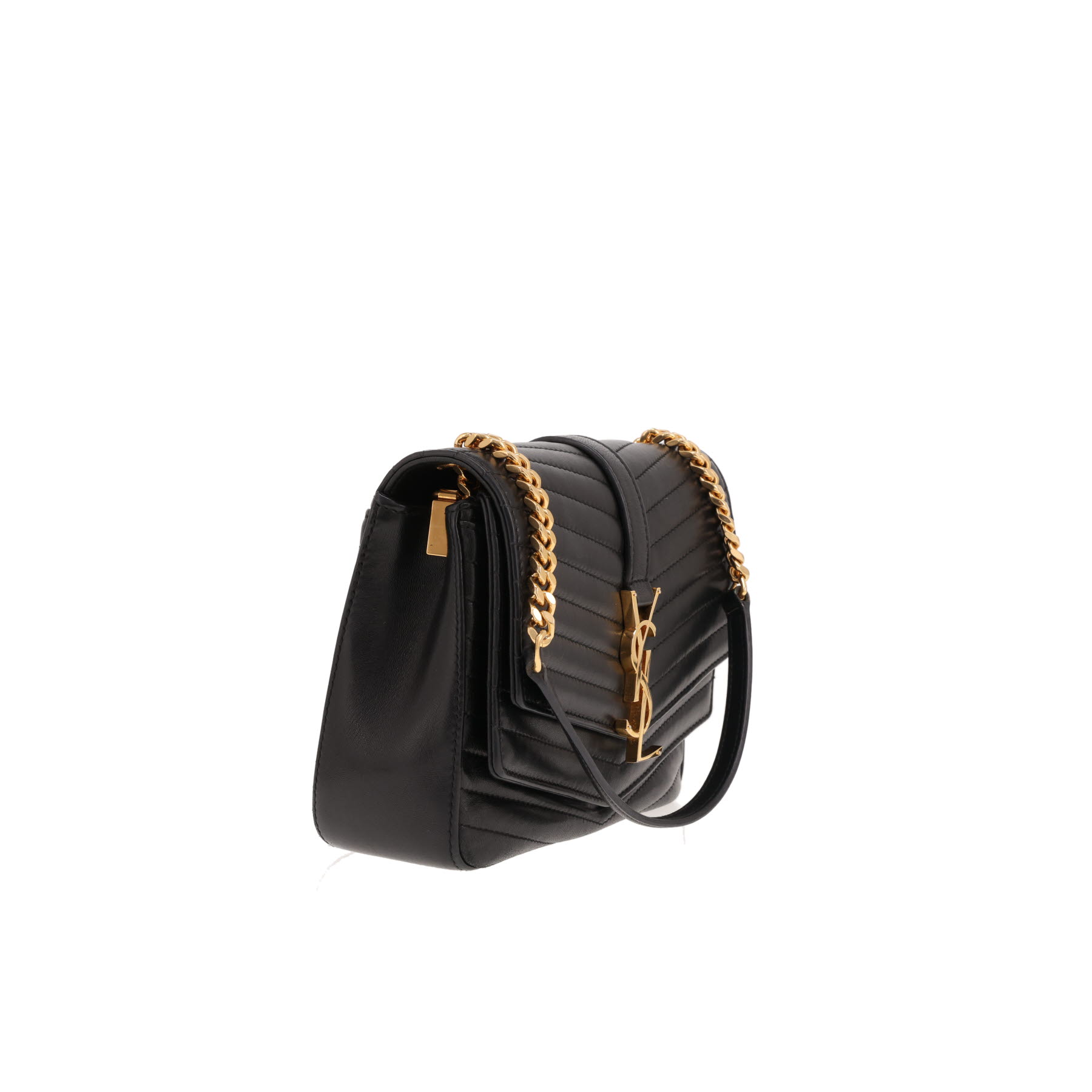 Borsa a tracolla Saint Laurent “Sulpice” in pelle trapuntata a spina di pesce Noir