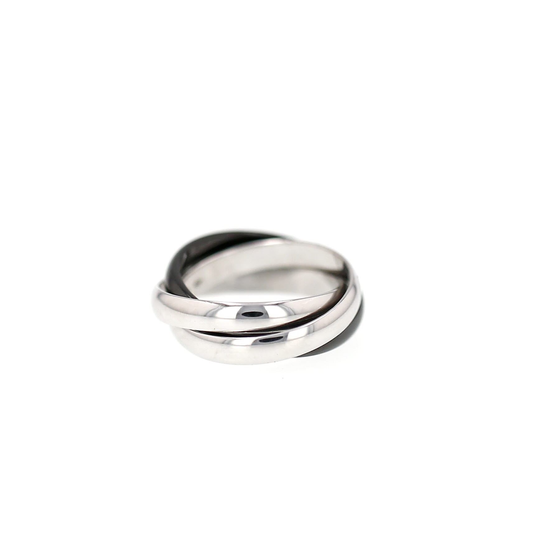 Bague Cartier Trinity moyen modèle en or blanc et céramique noir