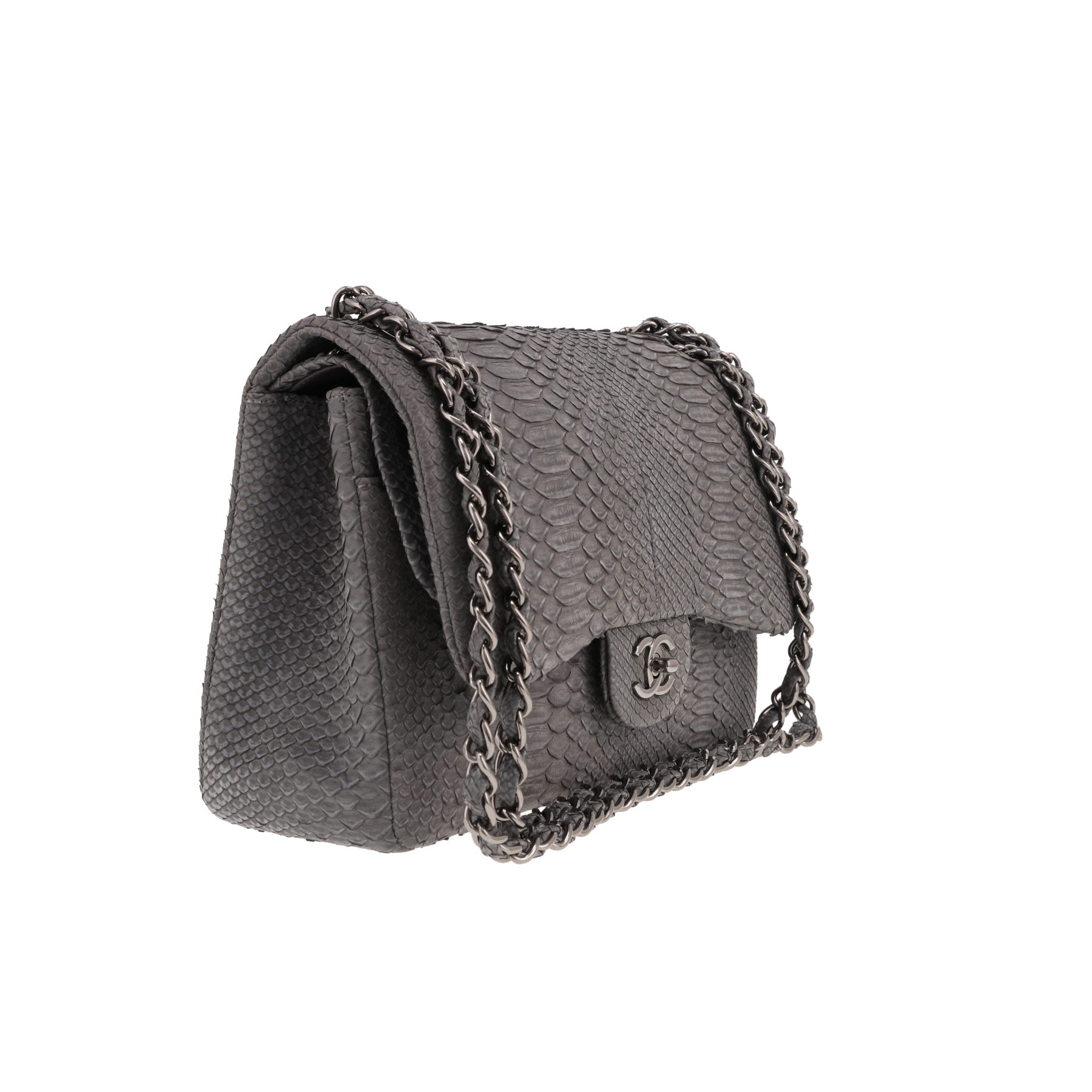 Chanel Timeless Jumbo handbag in grey python