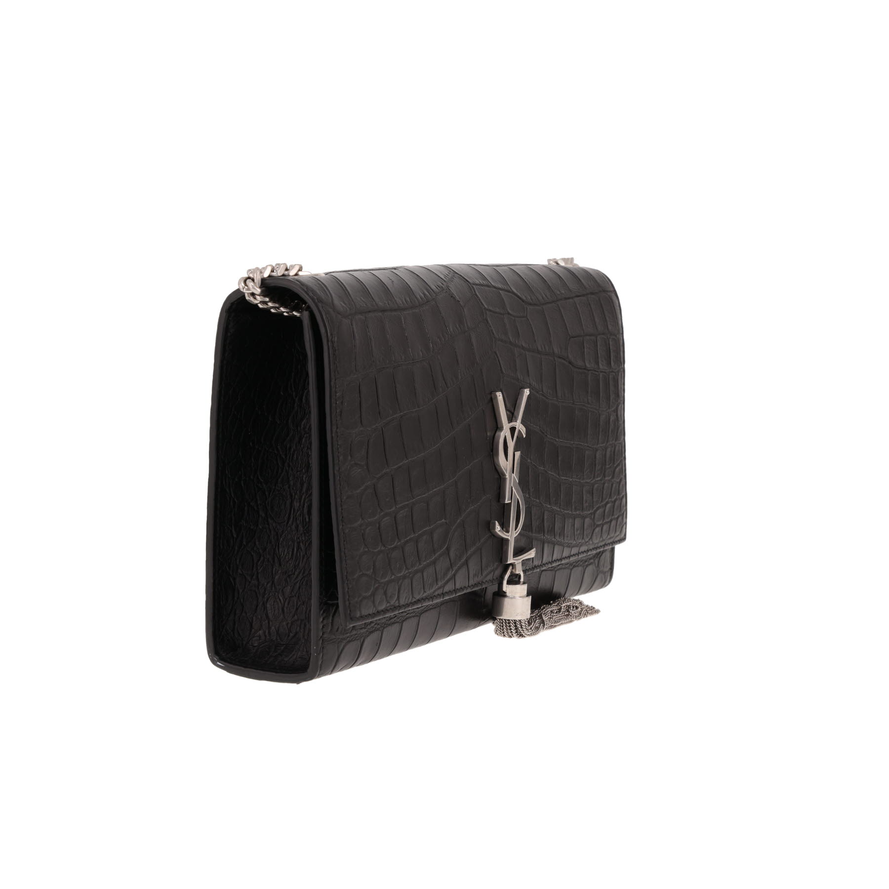 Sac à main Saint Laurent  Kate Pompon en cuir noir