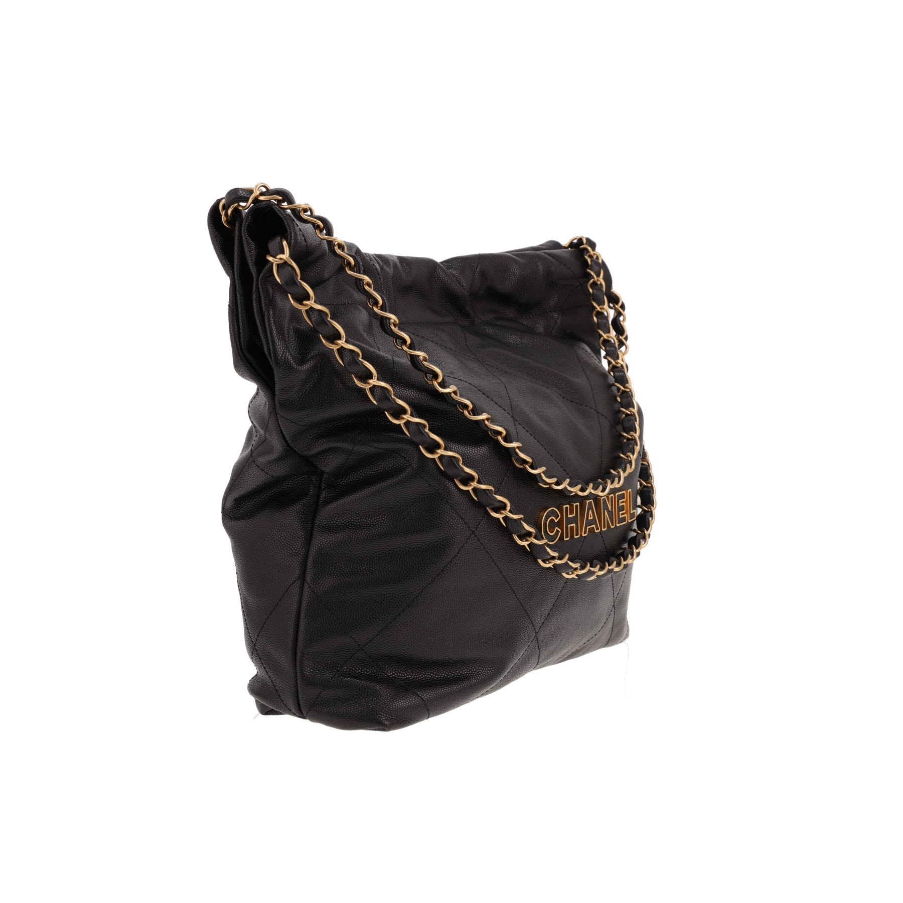 Chanel 22 tote bag in black quilted leather