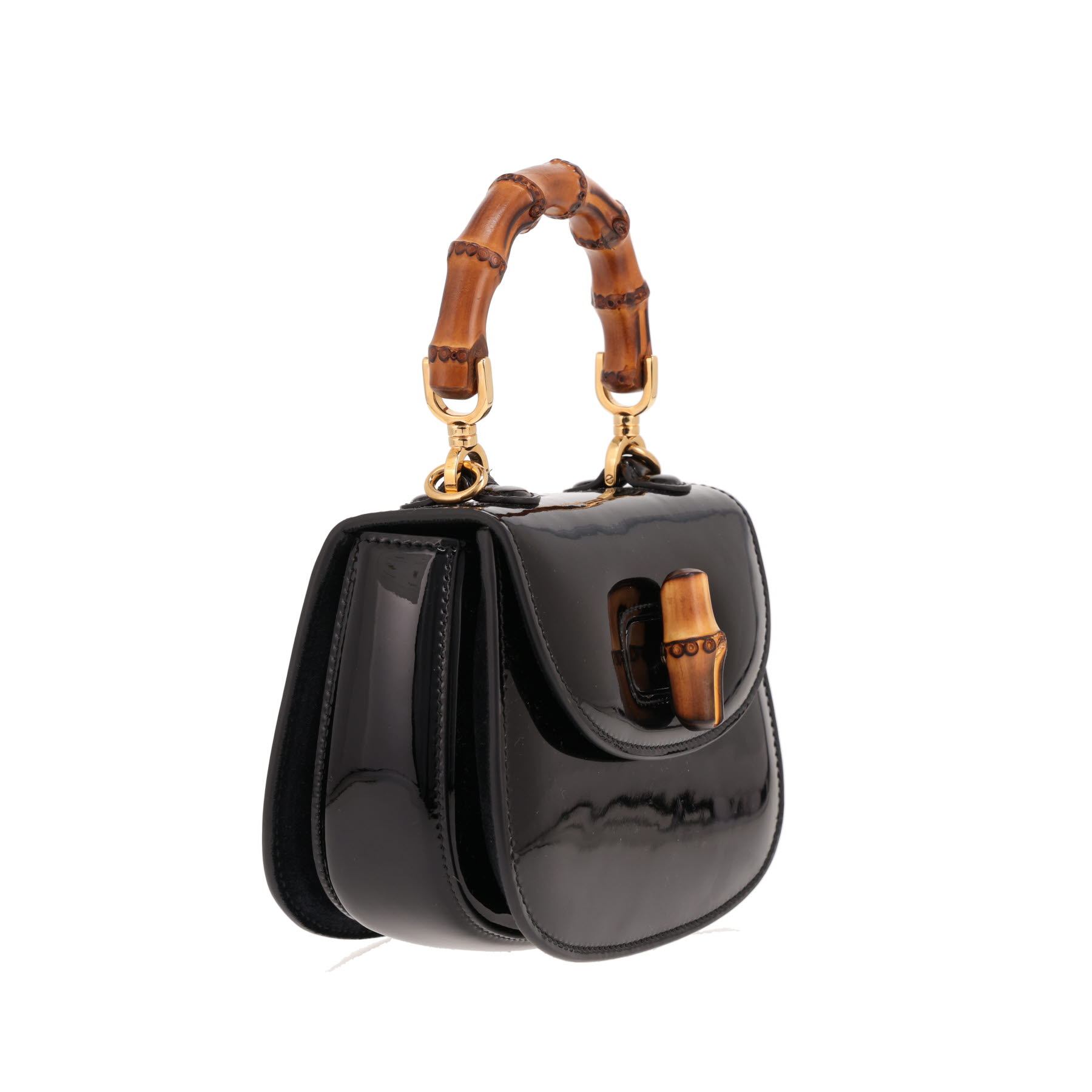 Gucci Bamboo handbag in black patent leather
