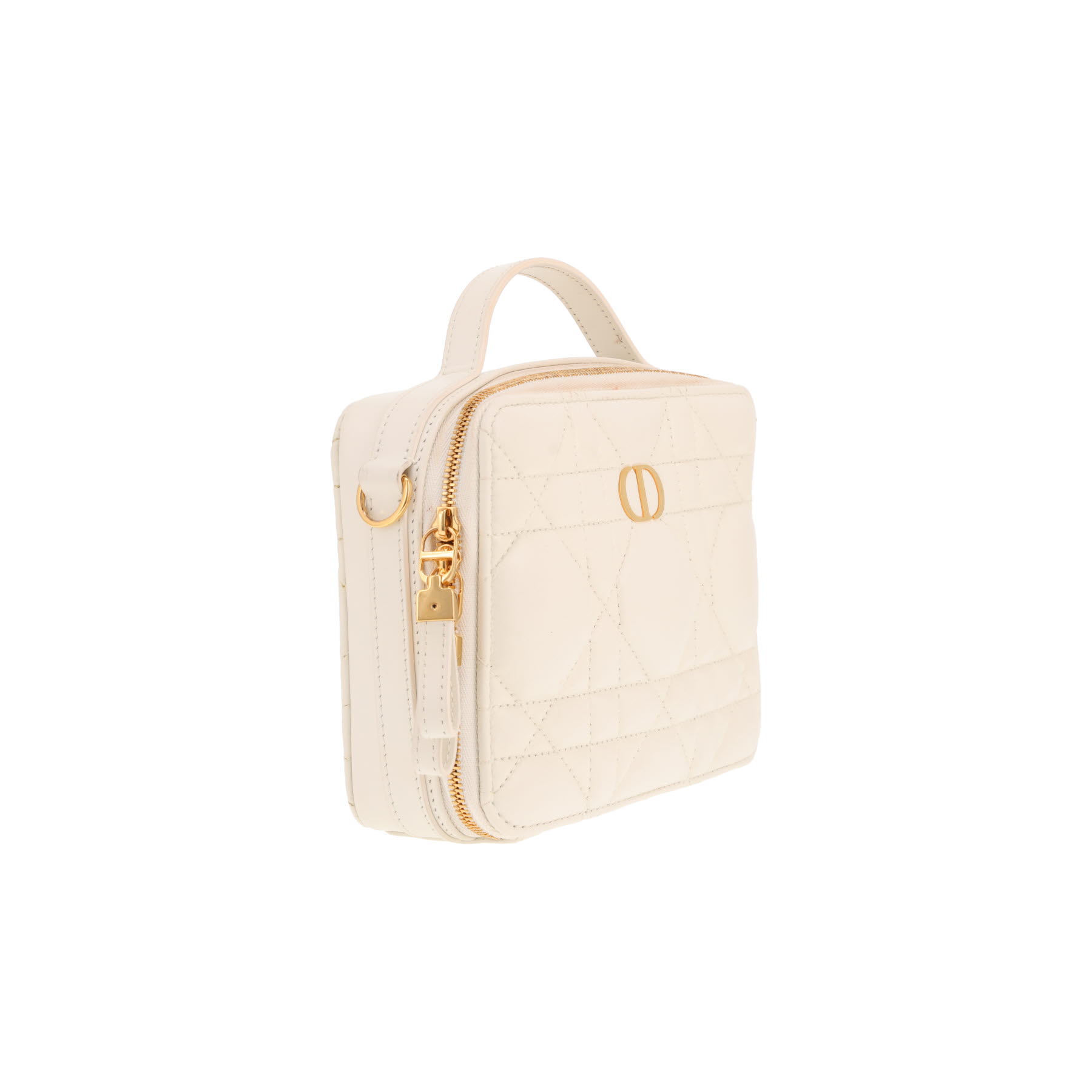 Borsa a tracolla Dior Caro in pelle cannage bianca