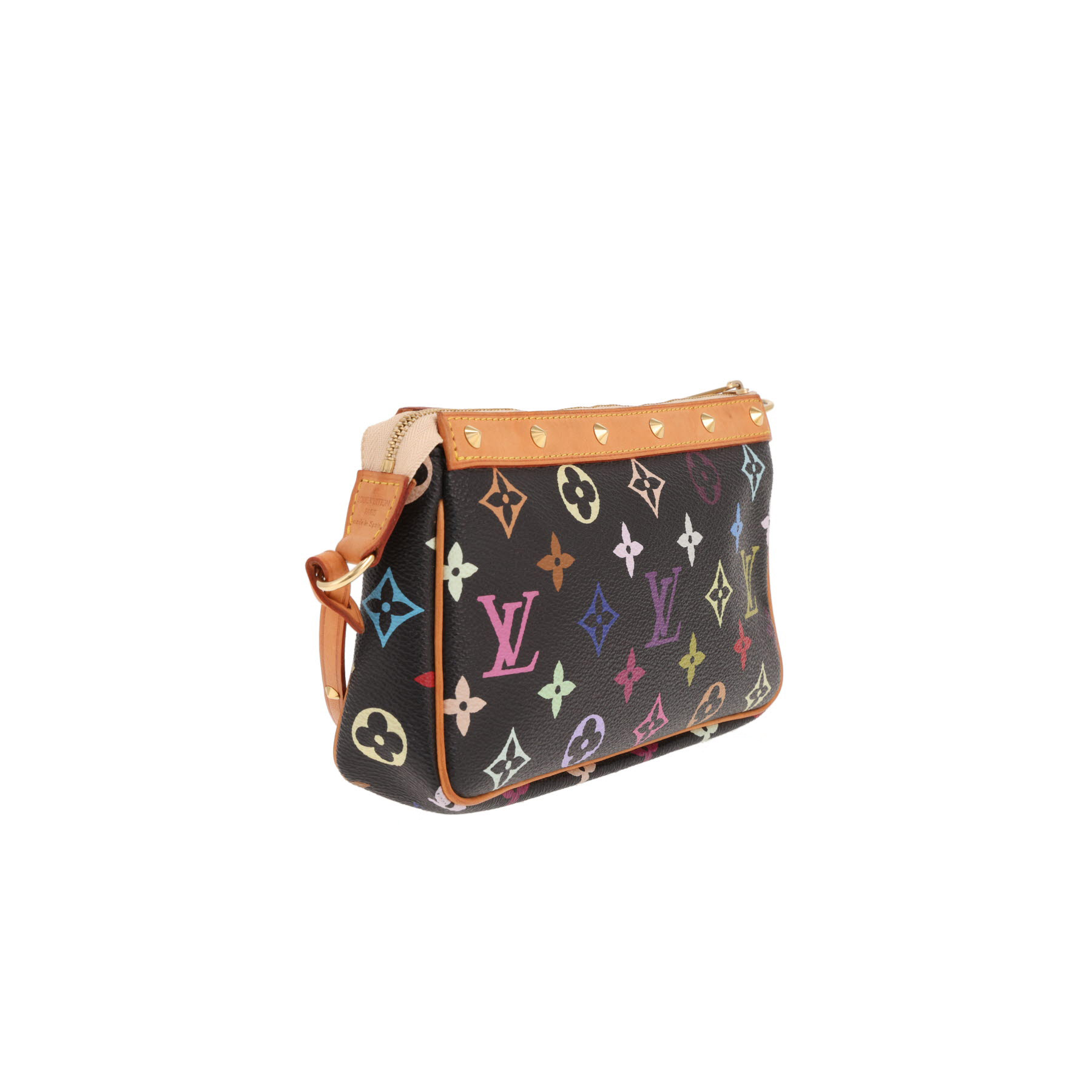 Sac à main Louis Vuitton x Murakami Pochette accessoires en toile monogram multicolore et cuir naturel