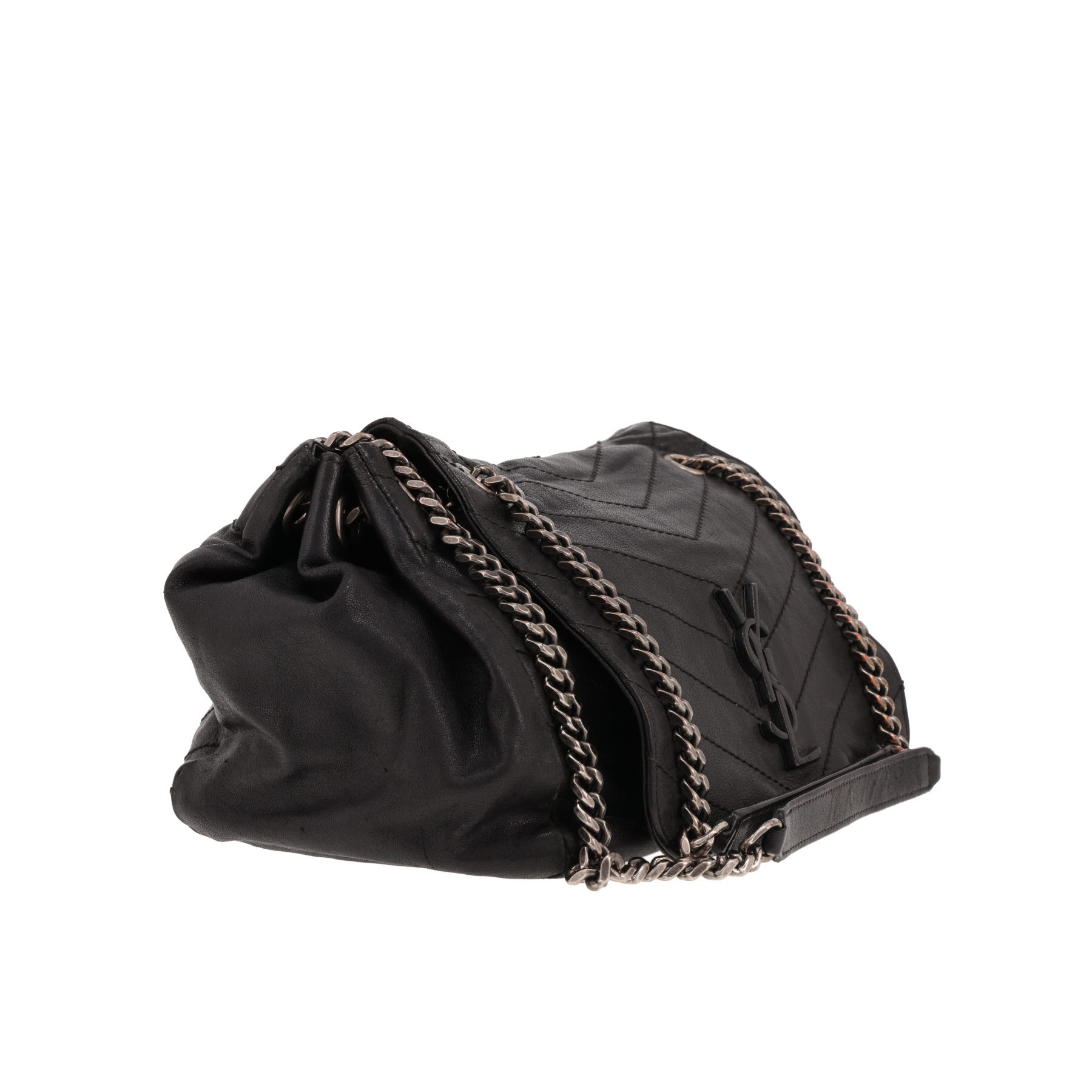 Saint Laurent Nolita handbag in Noir herringbone-quilted leather
