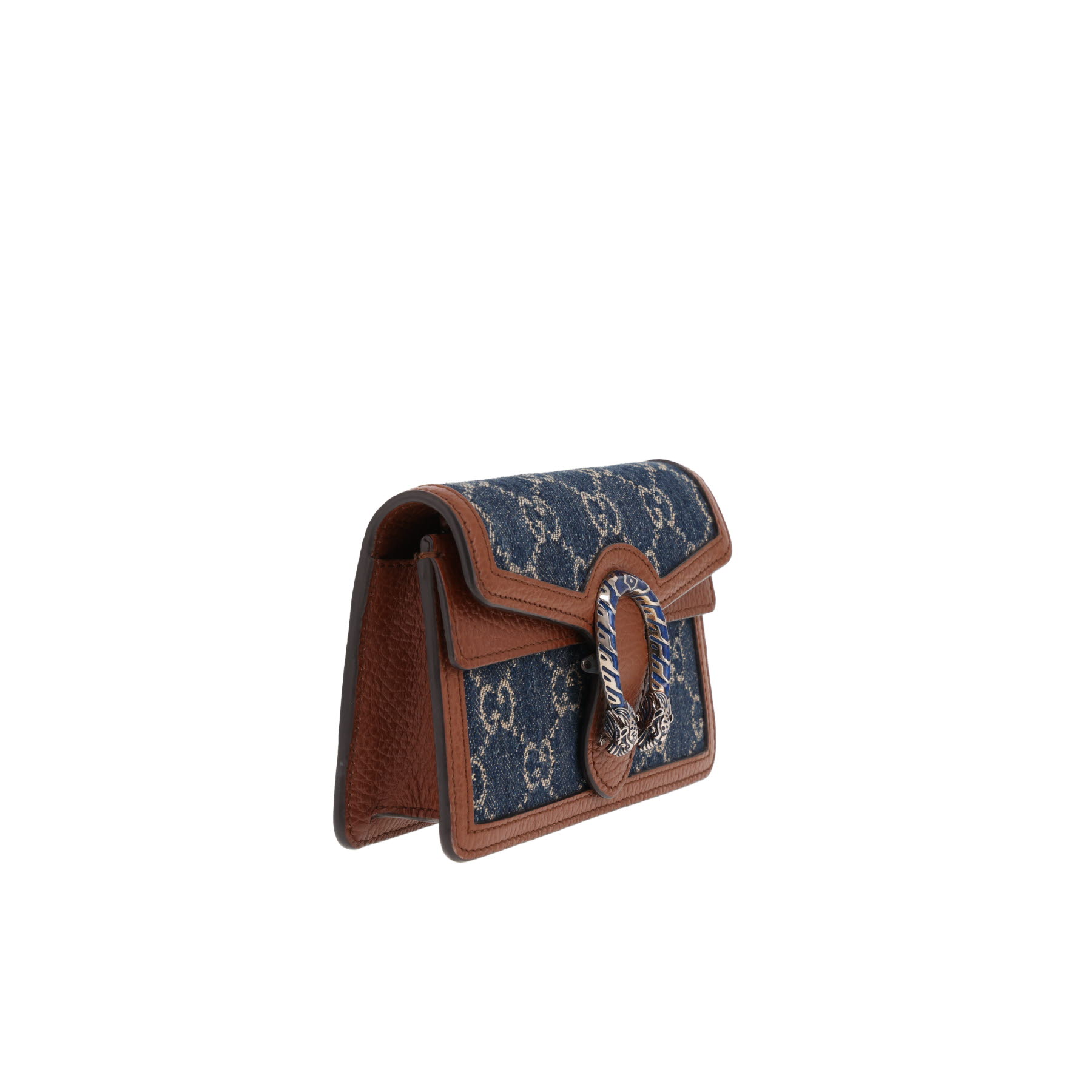 Sac bandoulière Gucci  Dionysus mini  en toile denim monogrammée bleue et cuir marron