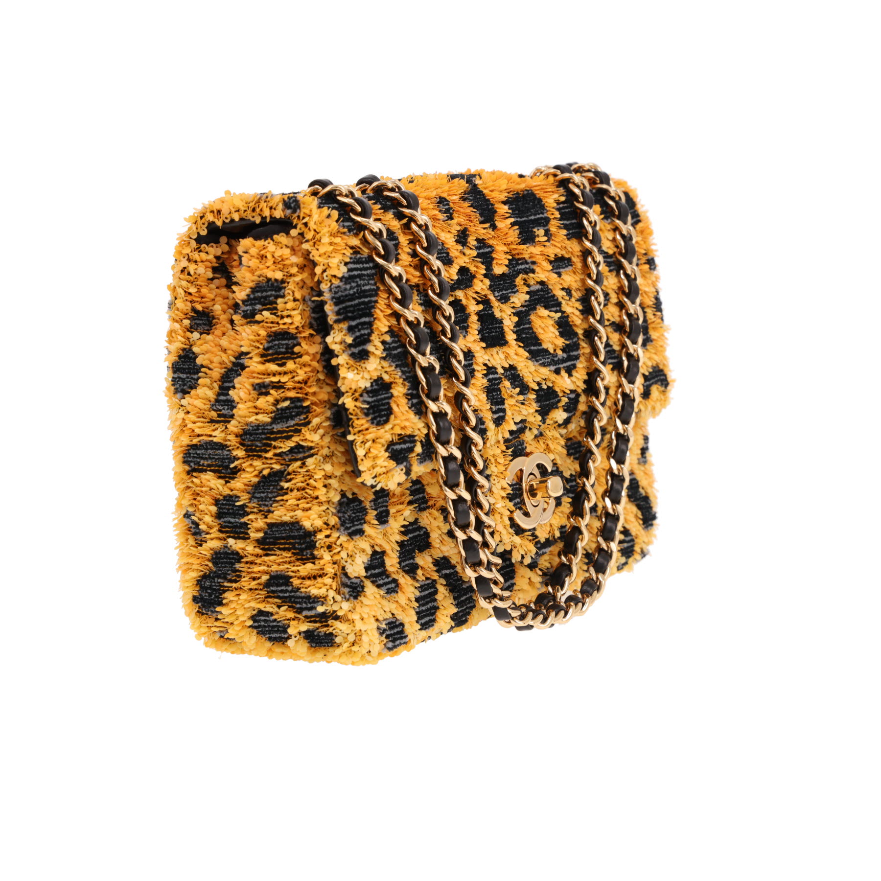 Chanel shoulder bag  Yellow and black sequinned flap bag
