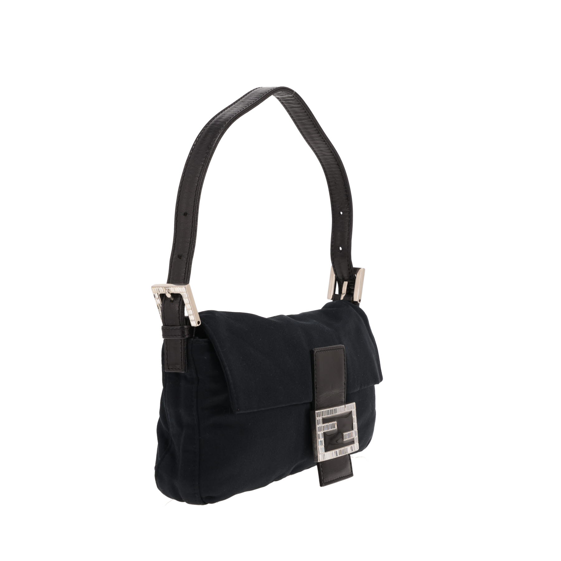 Borsa Fendi Baguette in raso nero