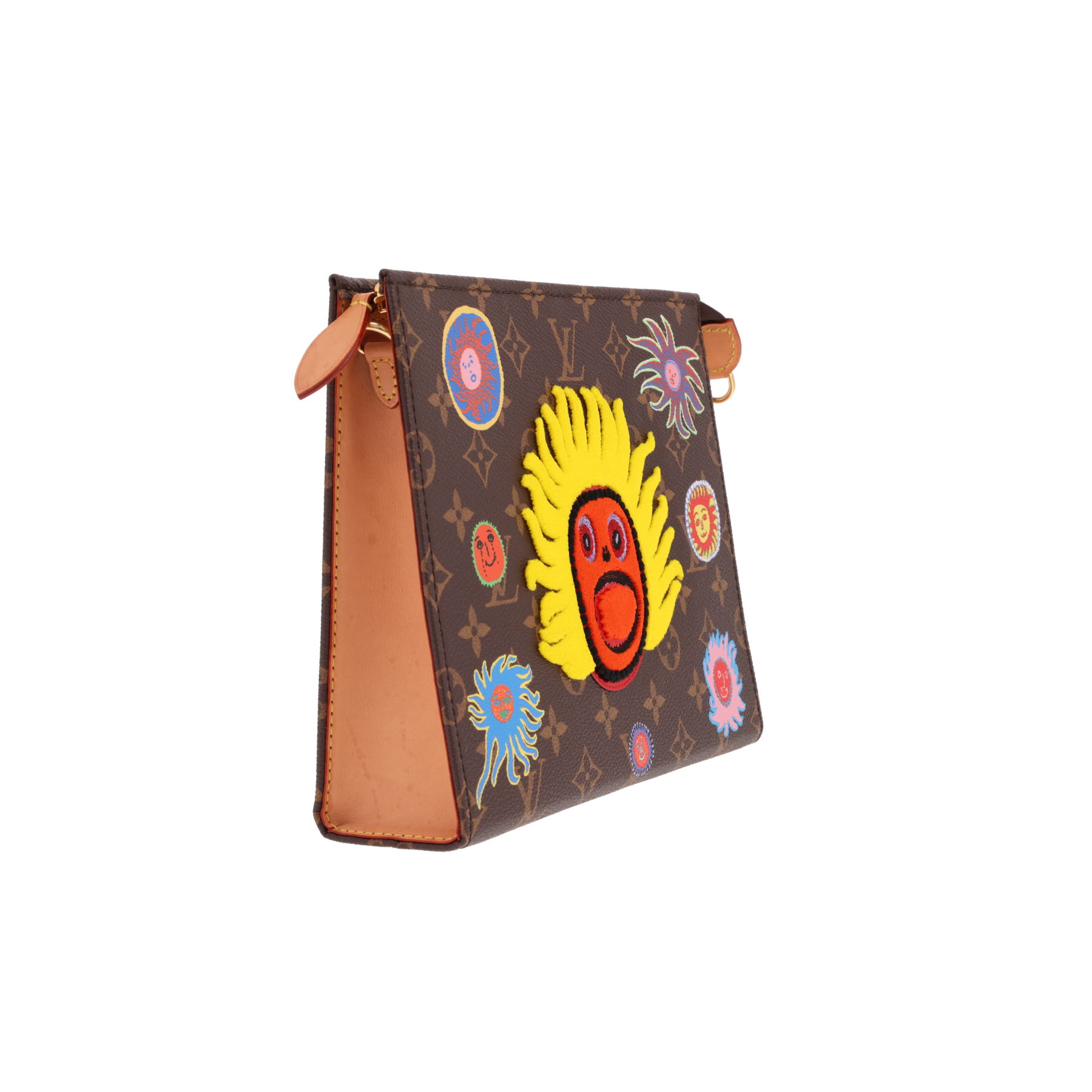 Louis Vuitton x Yayoi Kusama bag/clutch   in brown Monogram canvas and natural leather
