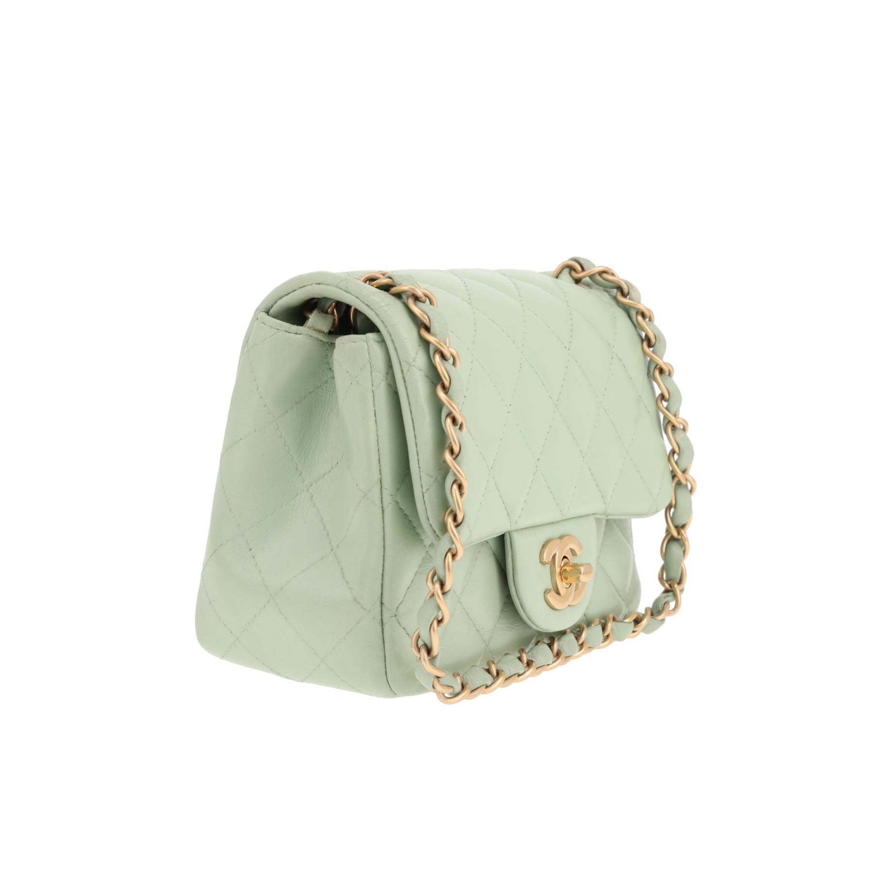 Chanel Timeless Mini shoulder bag in green quilted leather