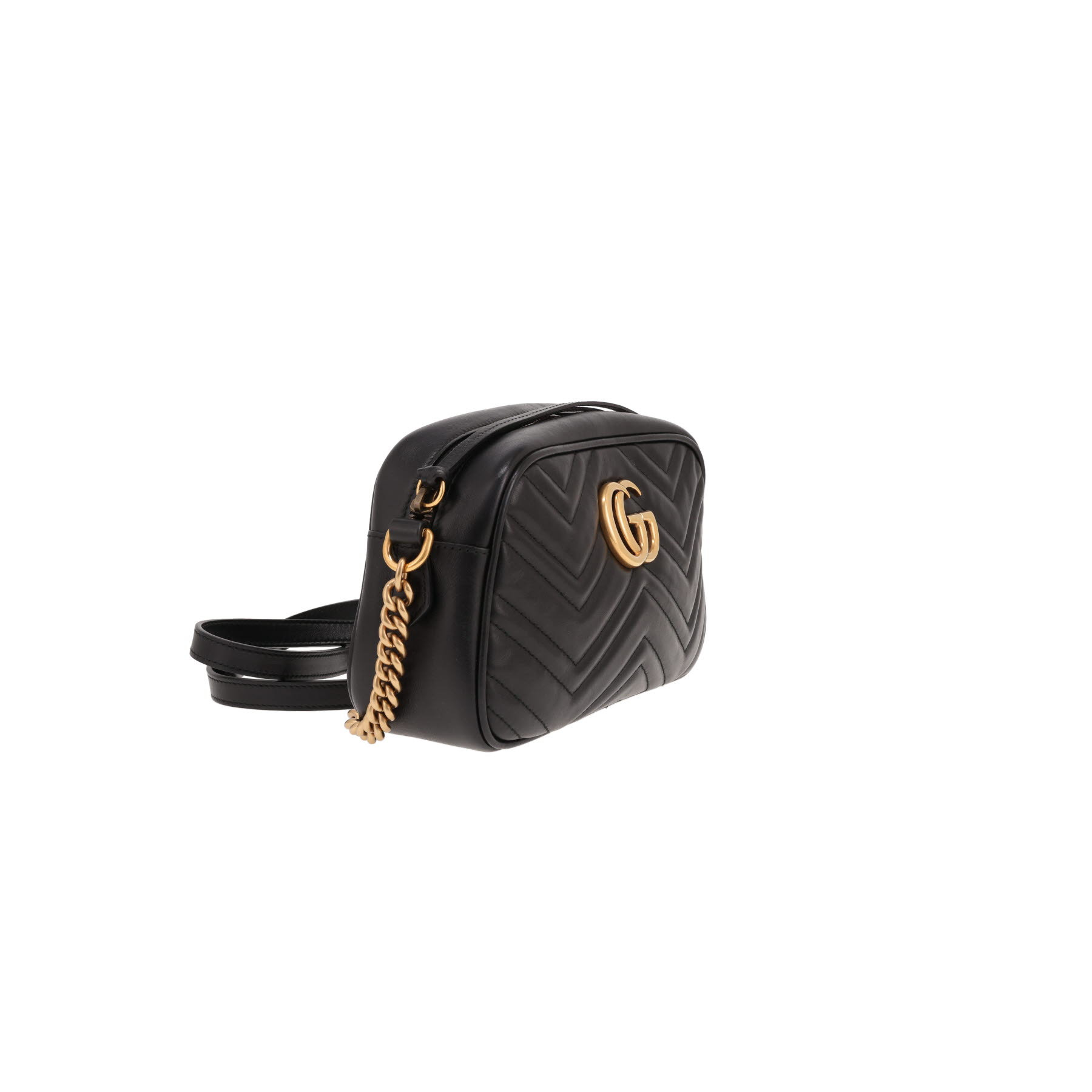 Borsa a tracolla Gucci GG Marmont Camera in pelle trapuntata nera