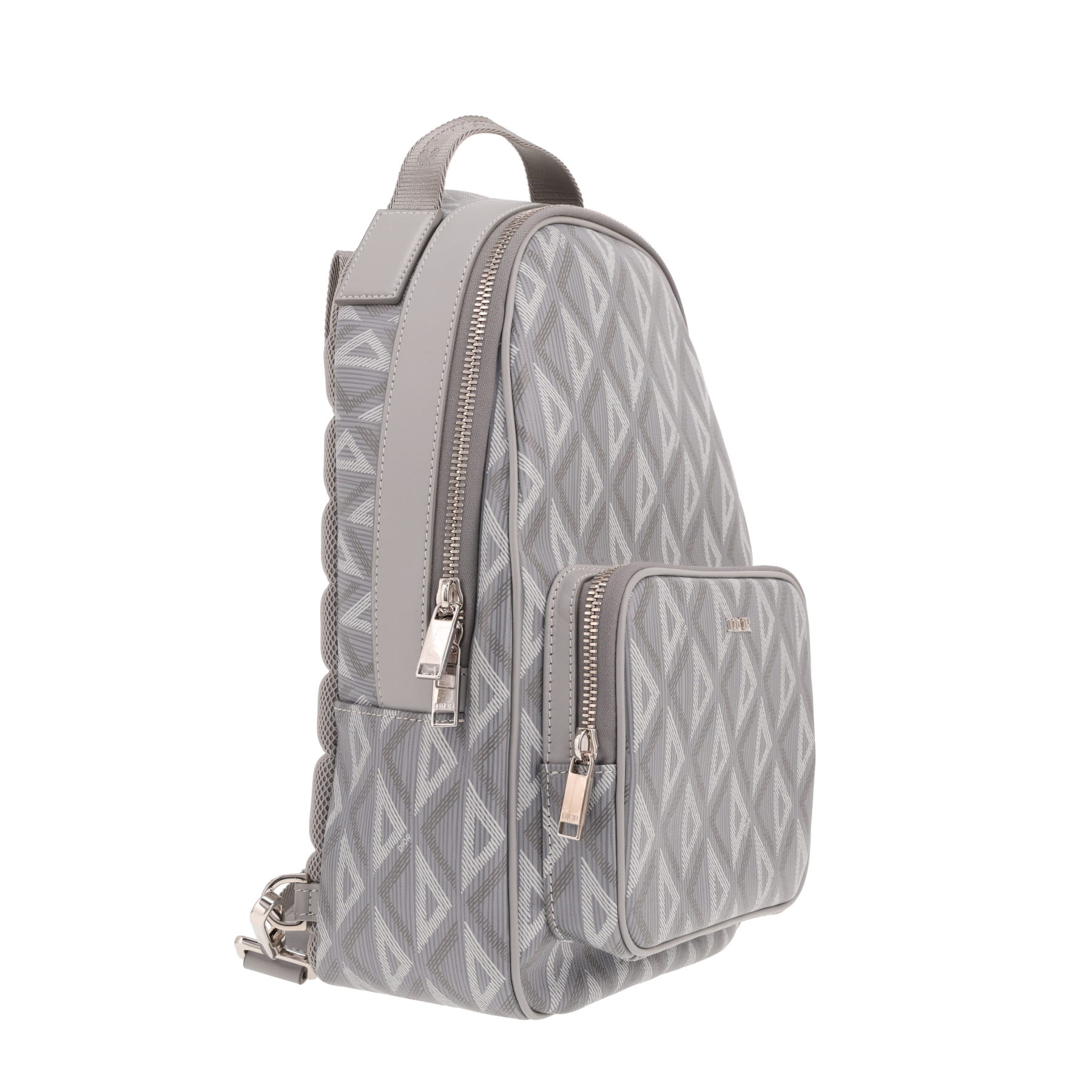 Sac à dos Dior  Rider en toile monogram grise et cuir gris